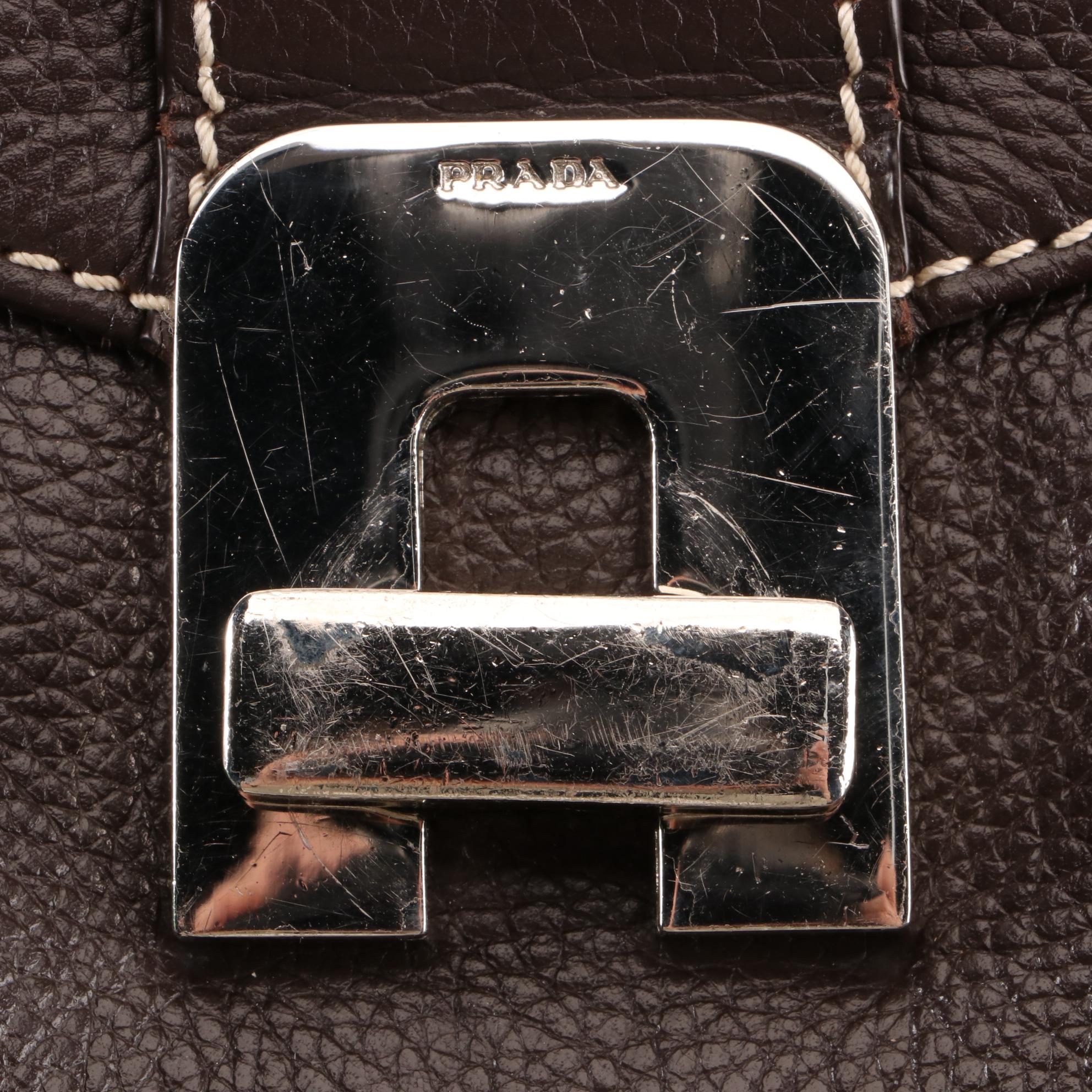 Prada Flap Baguette with Turn Lock in Leather