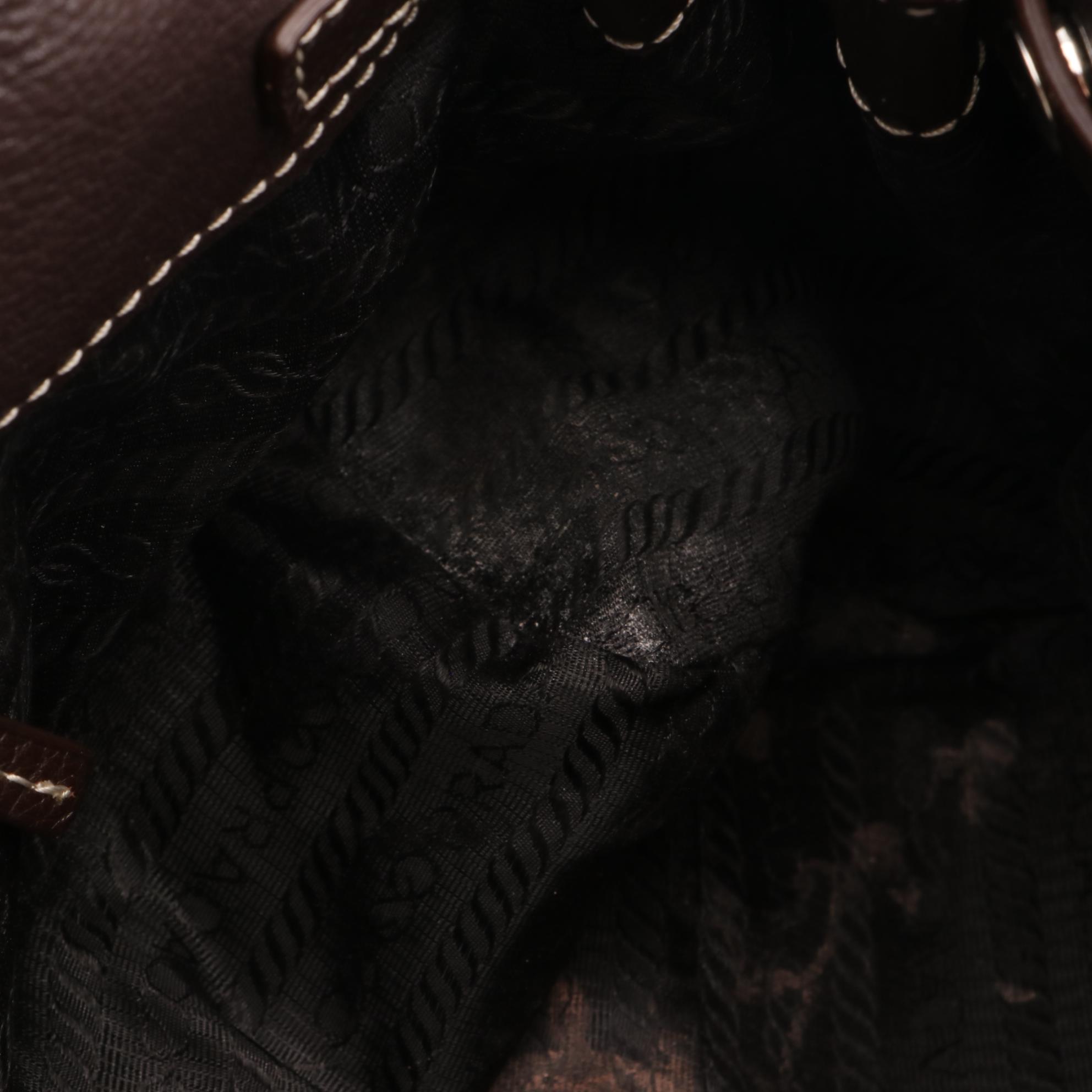 Prada Flap Baguette with Turn Lock in Leather