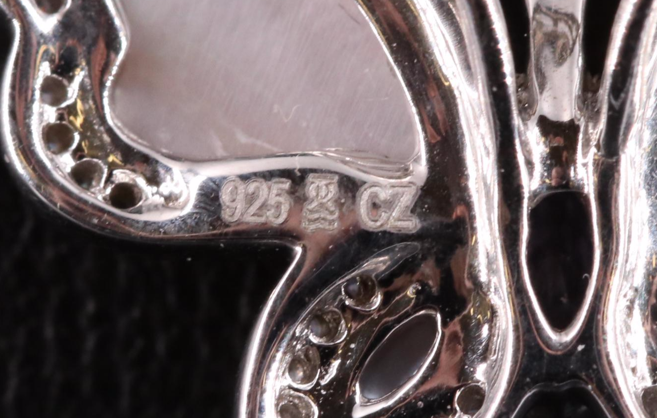 Sterling Silver Amethyst, Mother of Pearl, and Sapphire Butterfly Necklace