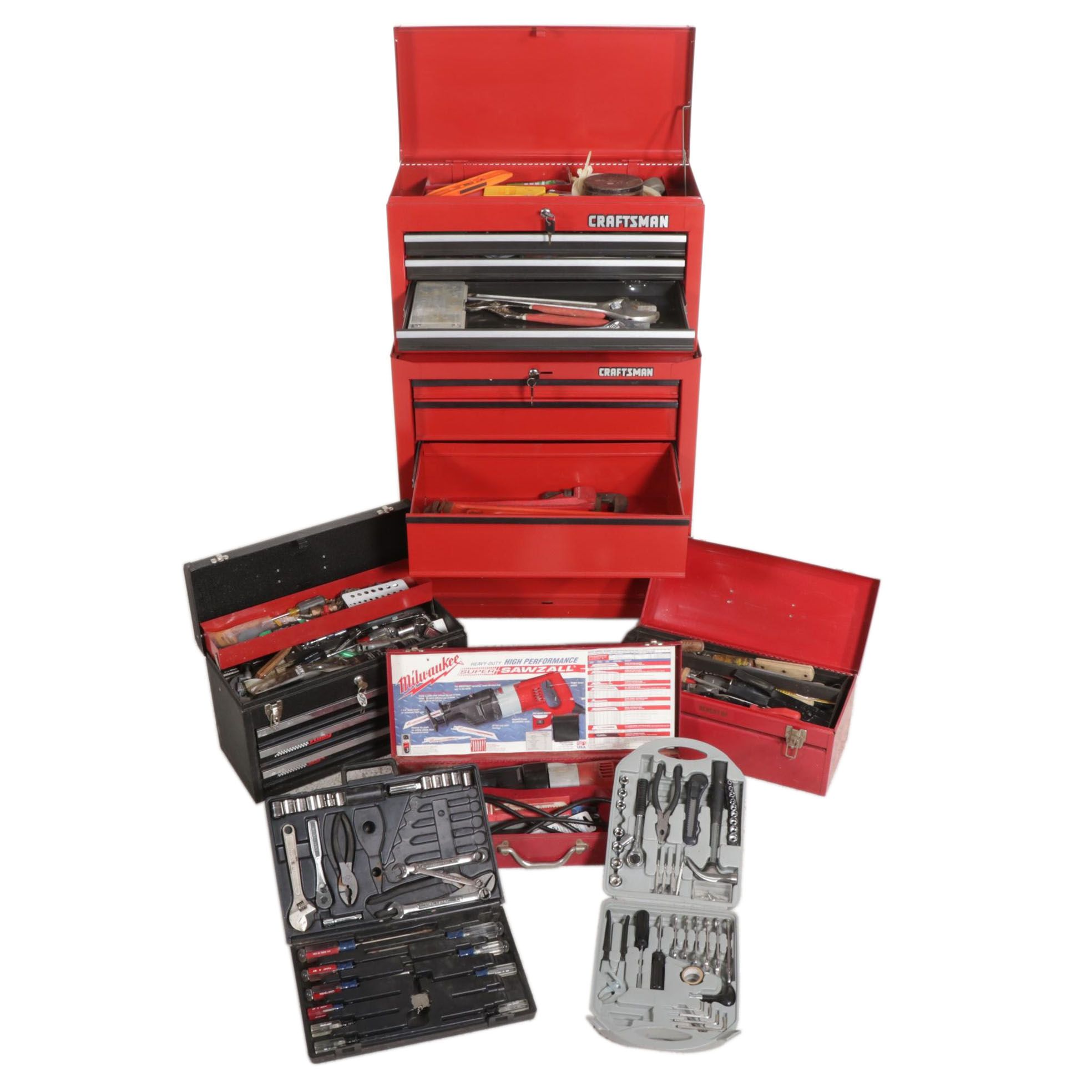 Craftsman Rolling Two-Tier Toolbox with Power and Hand Tools