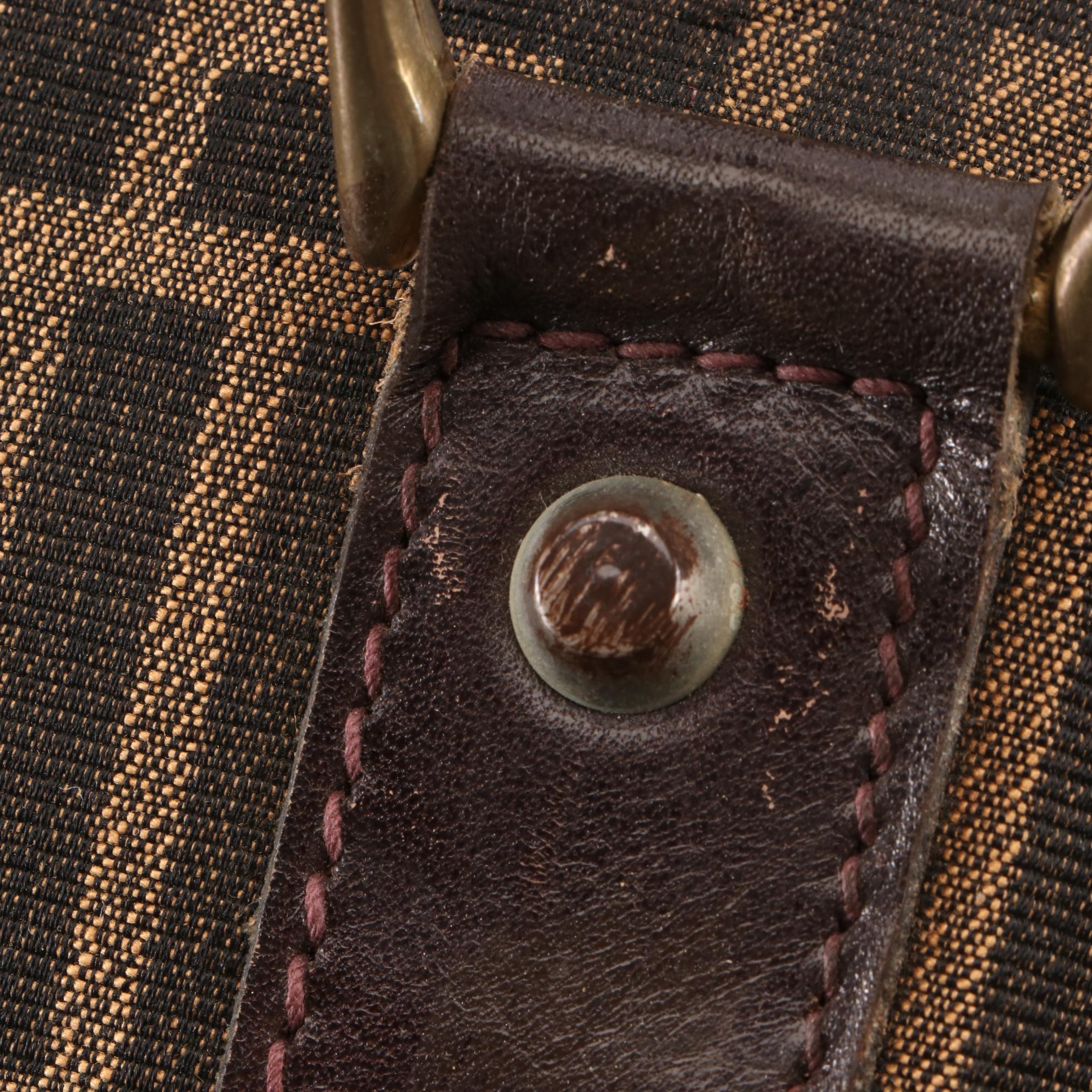 Fendi Small Duffle Bag in FF Zucca Jacquard Canvas and Brown Leather