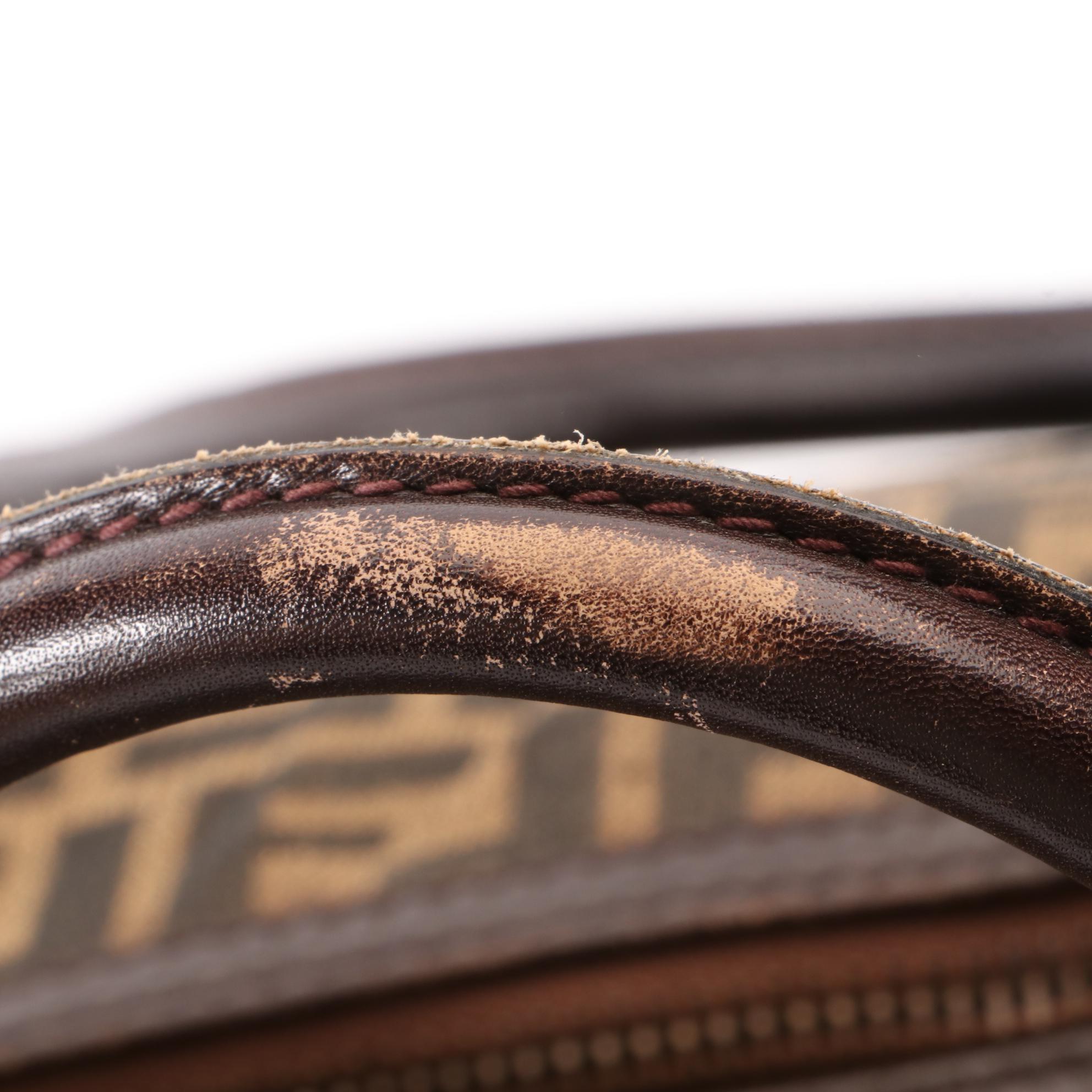 Fendi Small Duffle Bag in FF Zucca Jacquard Canvas and Brown Leather