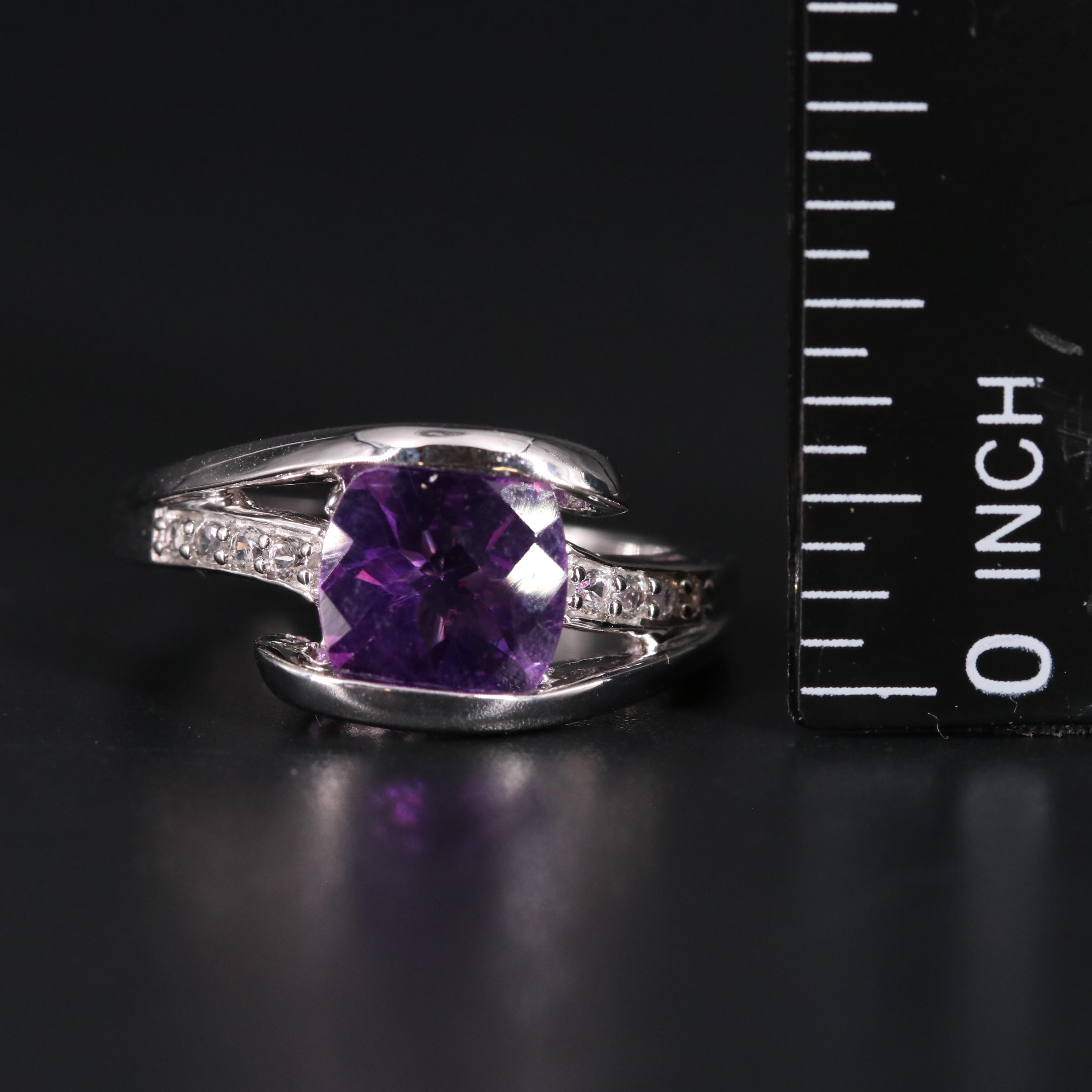 Sterling Silver Amethyst and Topaz Ring