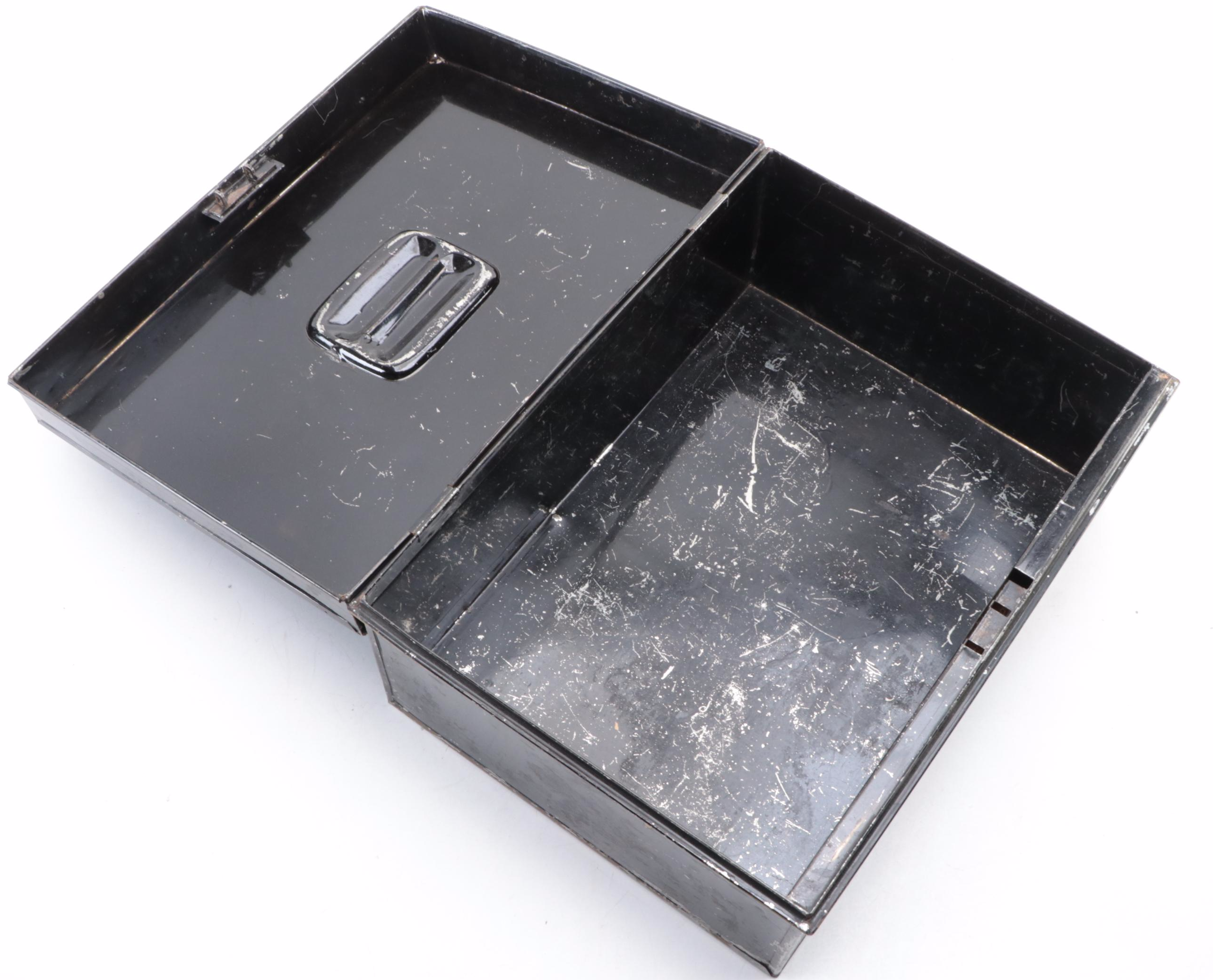 Victorian Toleware Document or Cash Box with Assorted Tools