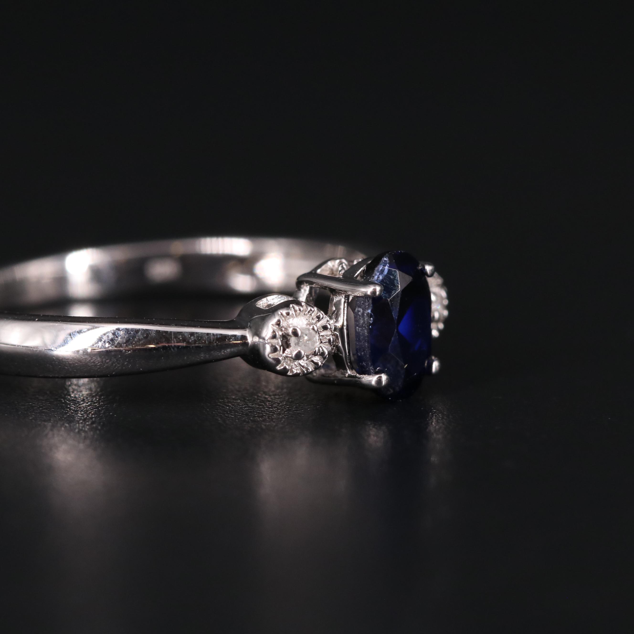 Sterling Silver Sapphire and Diamond Ring