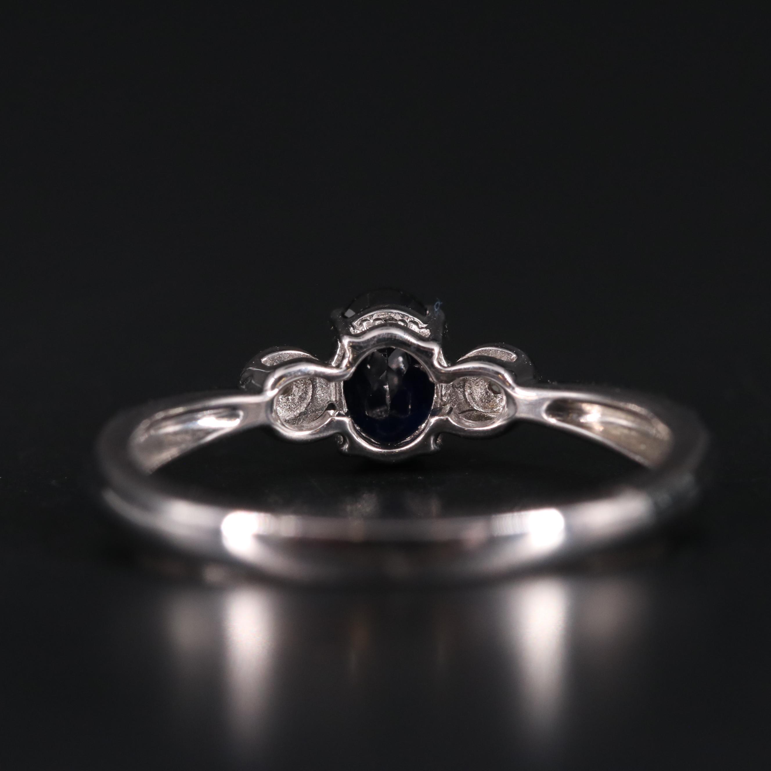 Sterling Silver Sapphire and Diamond Ring
