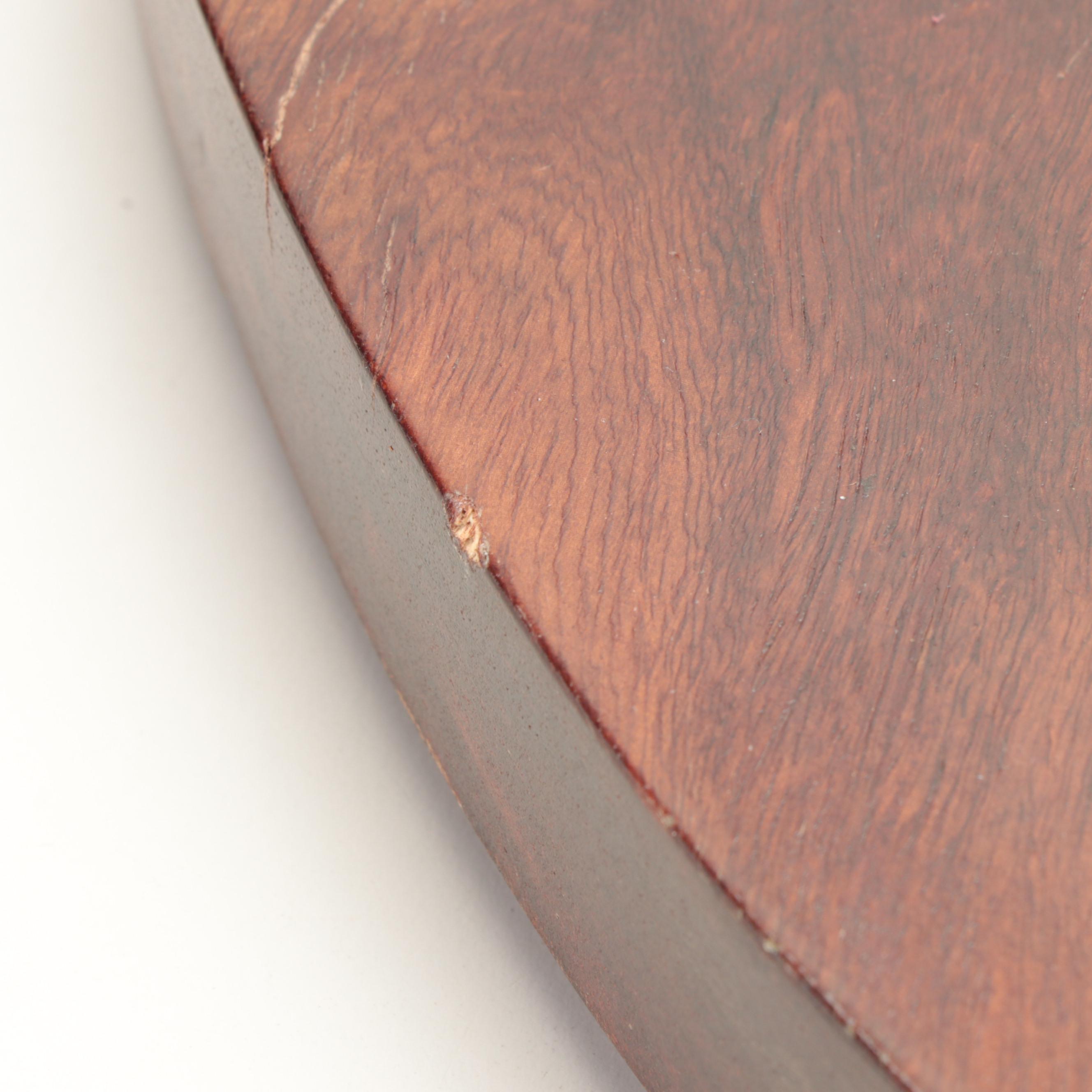 Wooden Lazy Susan Revolving Tray with Polished Green Marble Slab