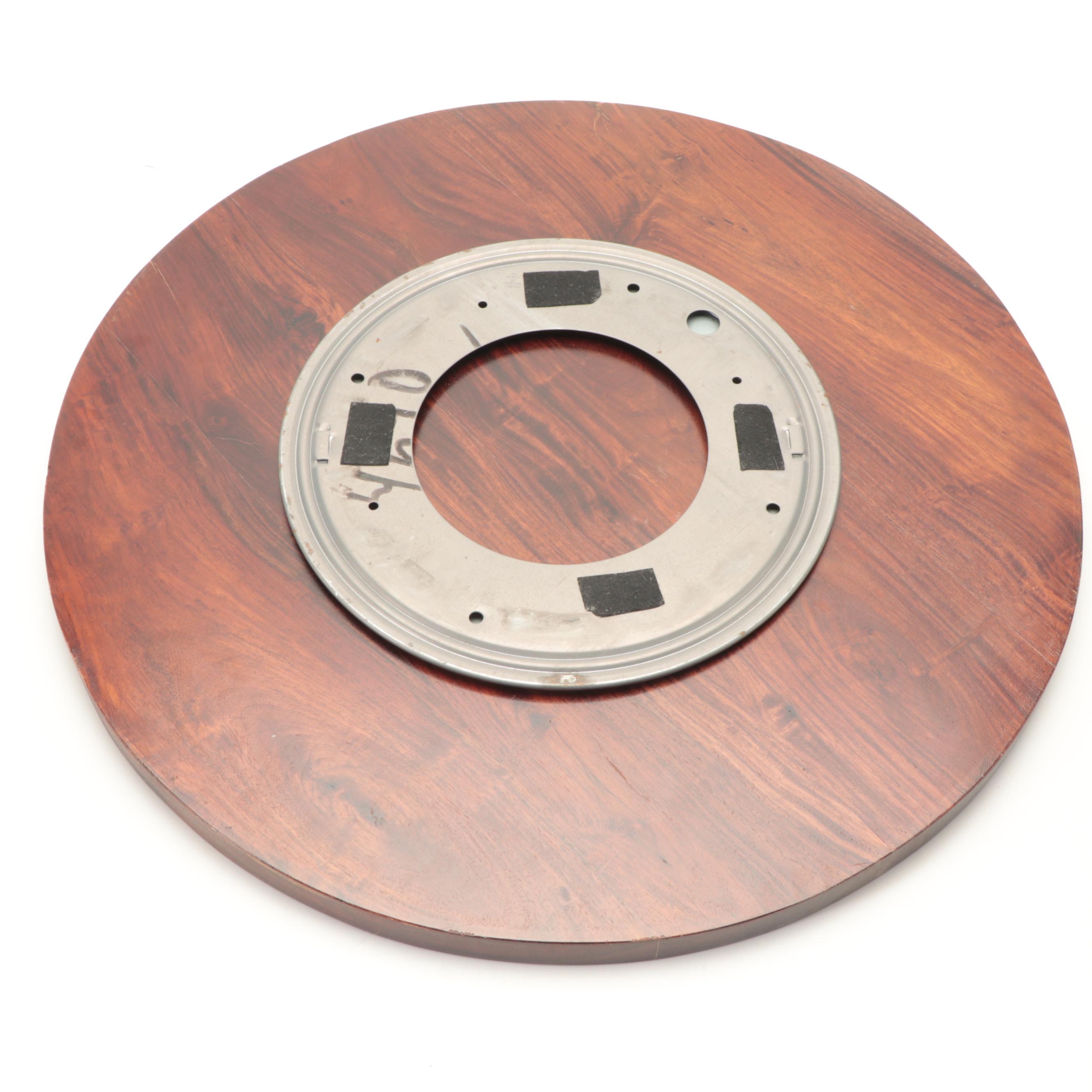 Wooden Lazy Susan Revolving Tray with Polished Green Marble Slab