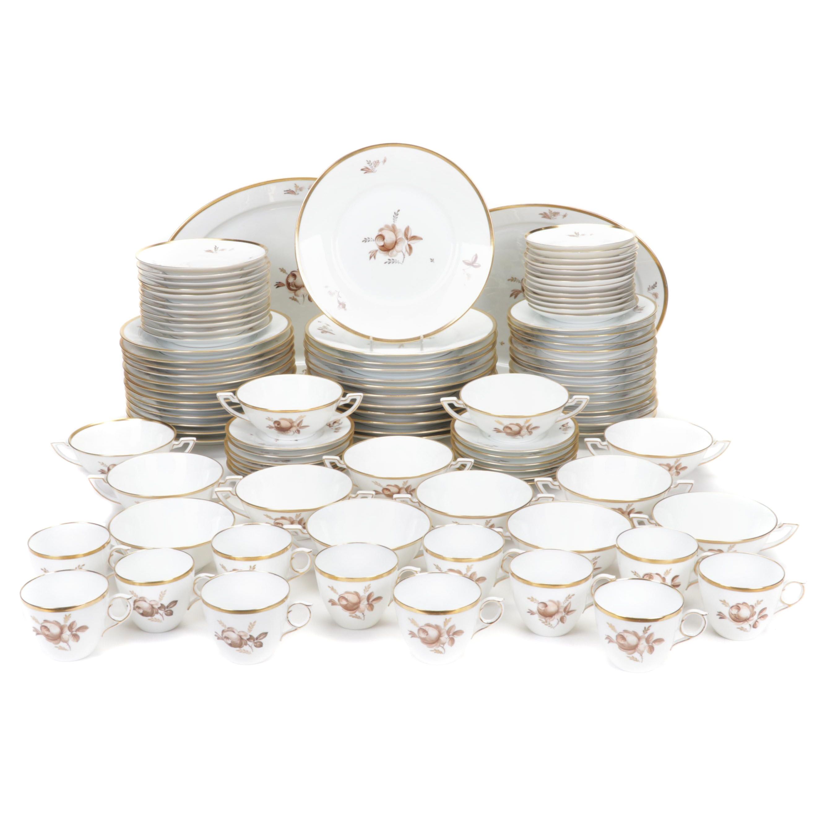 Royal Copenhagen "Brown Rose" Porcelain Dinnerware and Serving Pieces