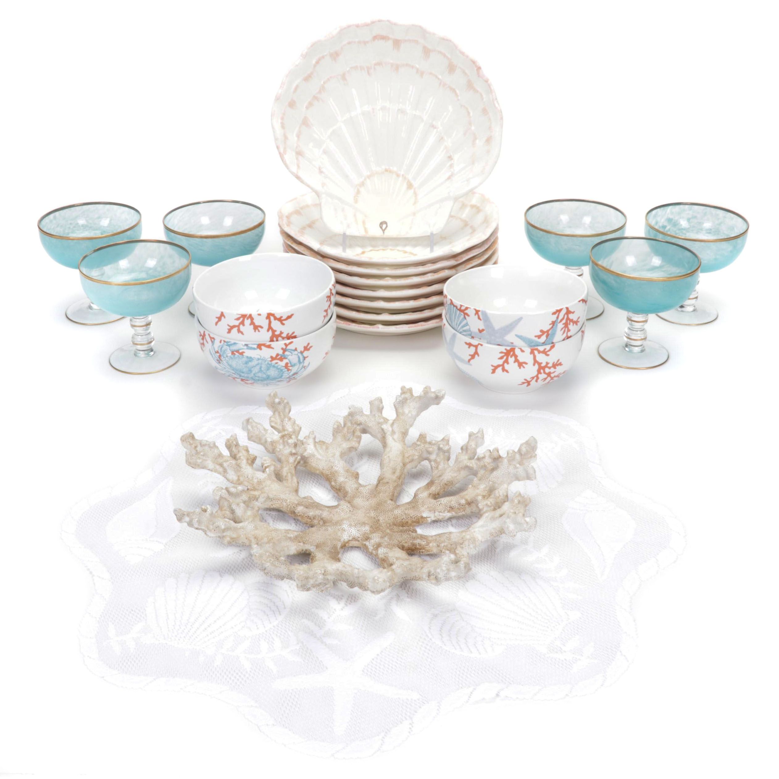 Thayer Pottery Seashell Plates and Other Nautical Themed Décor and Dinnerware