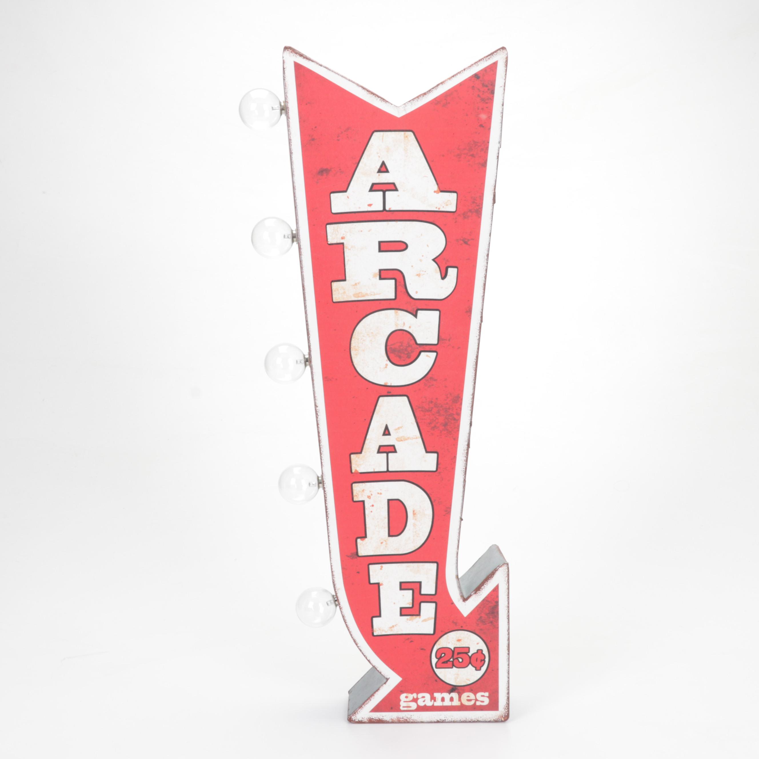 Sterling & Noble Wall Clock with Illuminated "Bar" and "Arcade" Signs