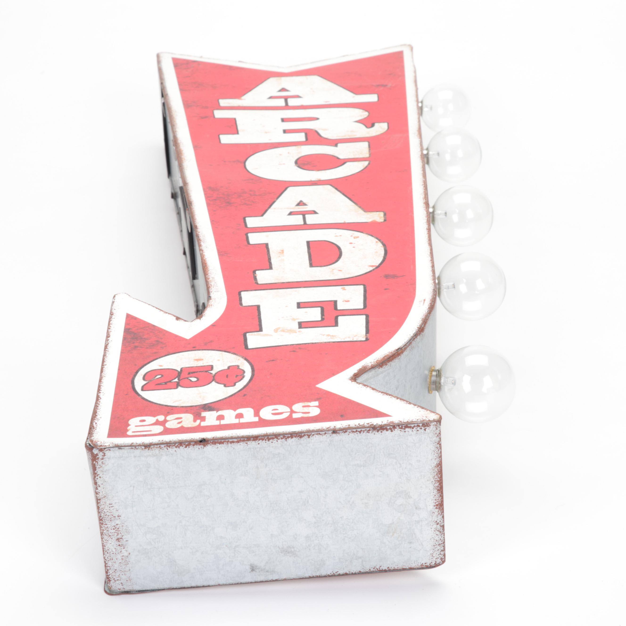 Sterling & Noble Wall Clock with Illuminated "Bar" and "Arcade" Signs