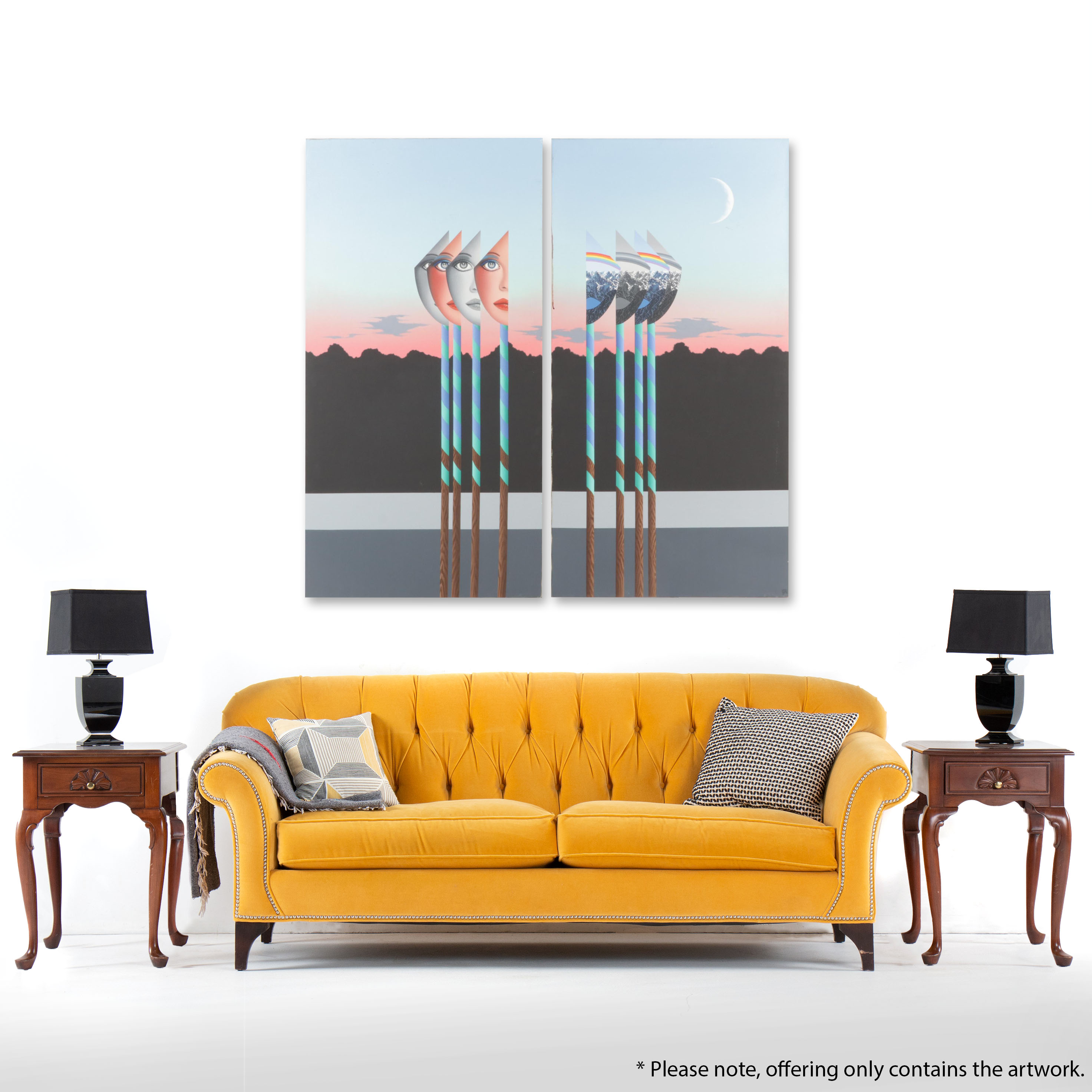 Anthony John Gray Abstract Landscape Acrylic Diptych , Late 20th Century