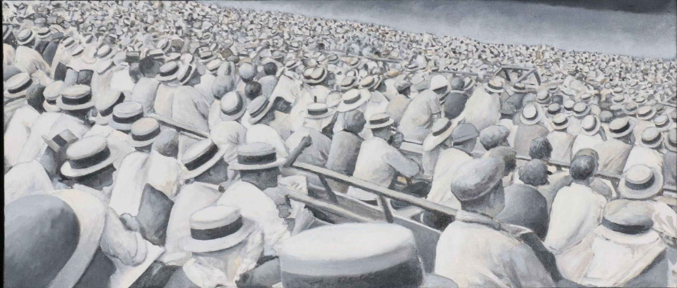 Rob Jefferson Grisaille Acrylic Painting "At the Races," 2010