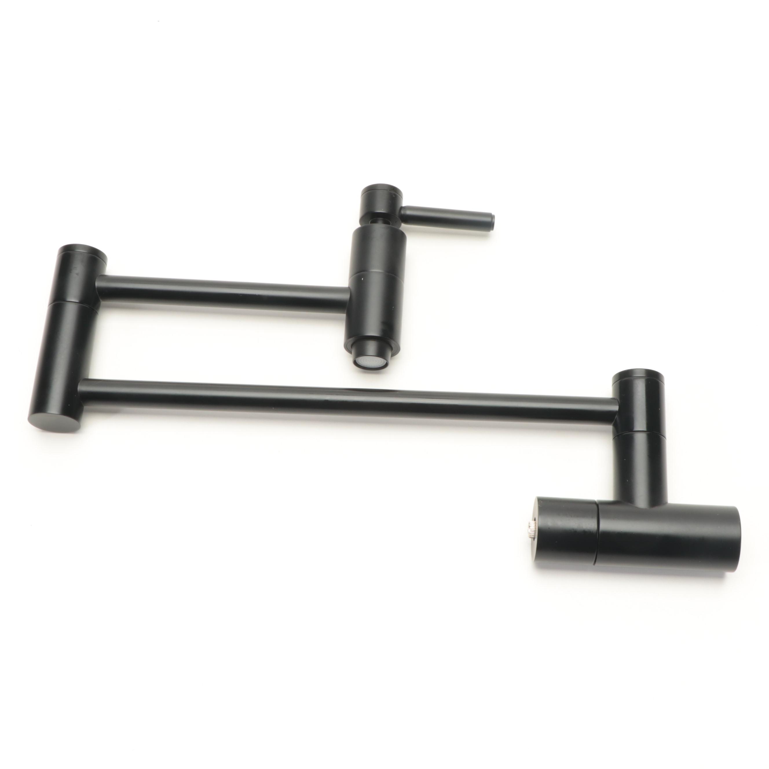 Modernist Matte Black Finish Retractable Wall-Mount Pot Filler