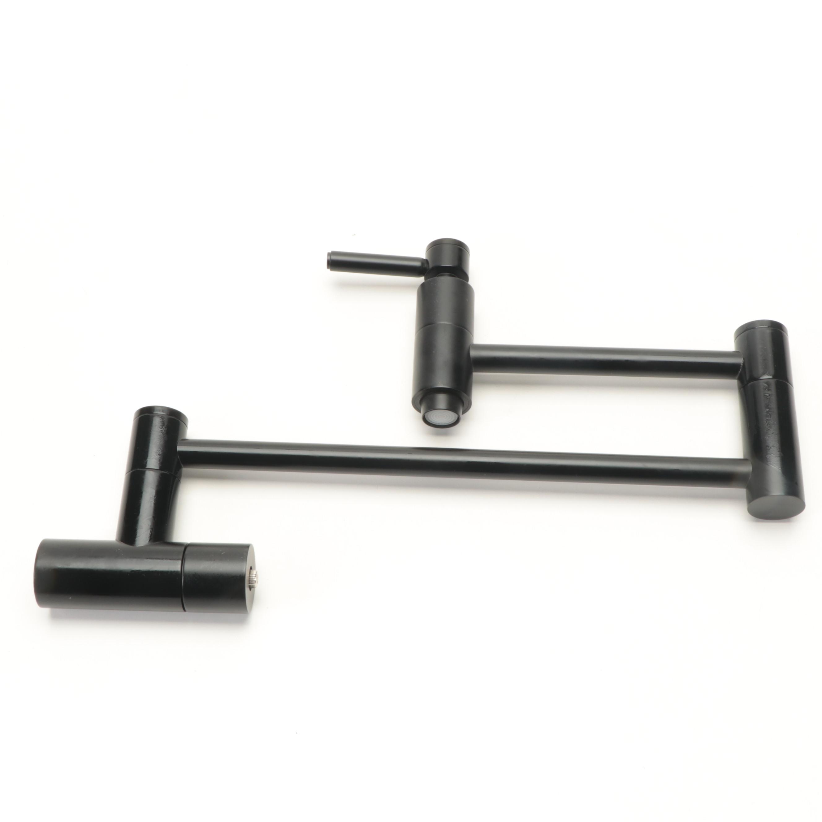 Modernist Matte Black Finish Retractable Wall-Mount Pot Filler