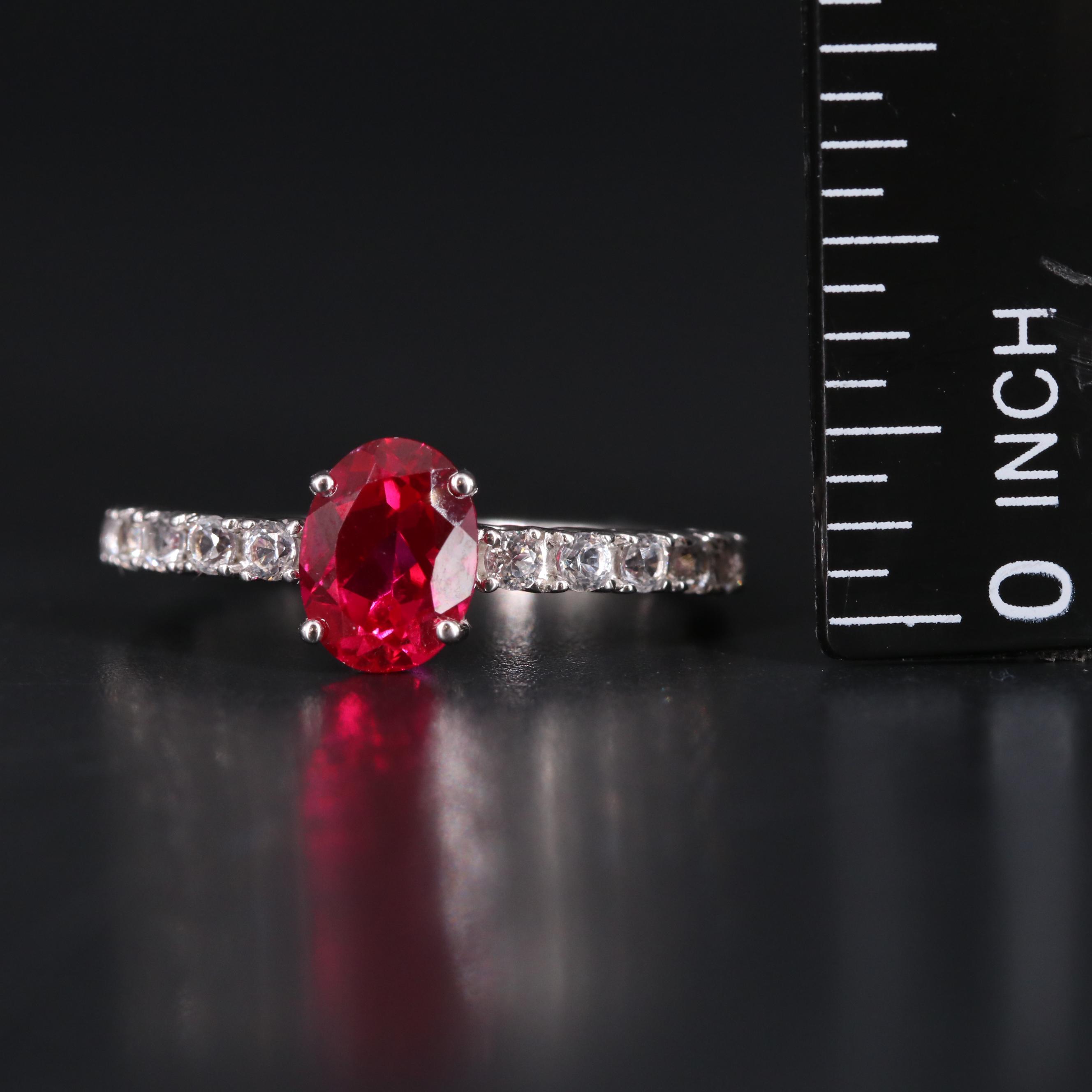 Sterling Silver Ruby and Sapphire Ring