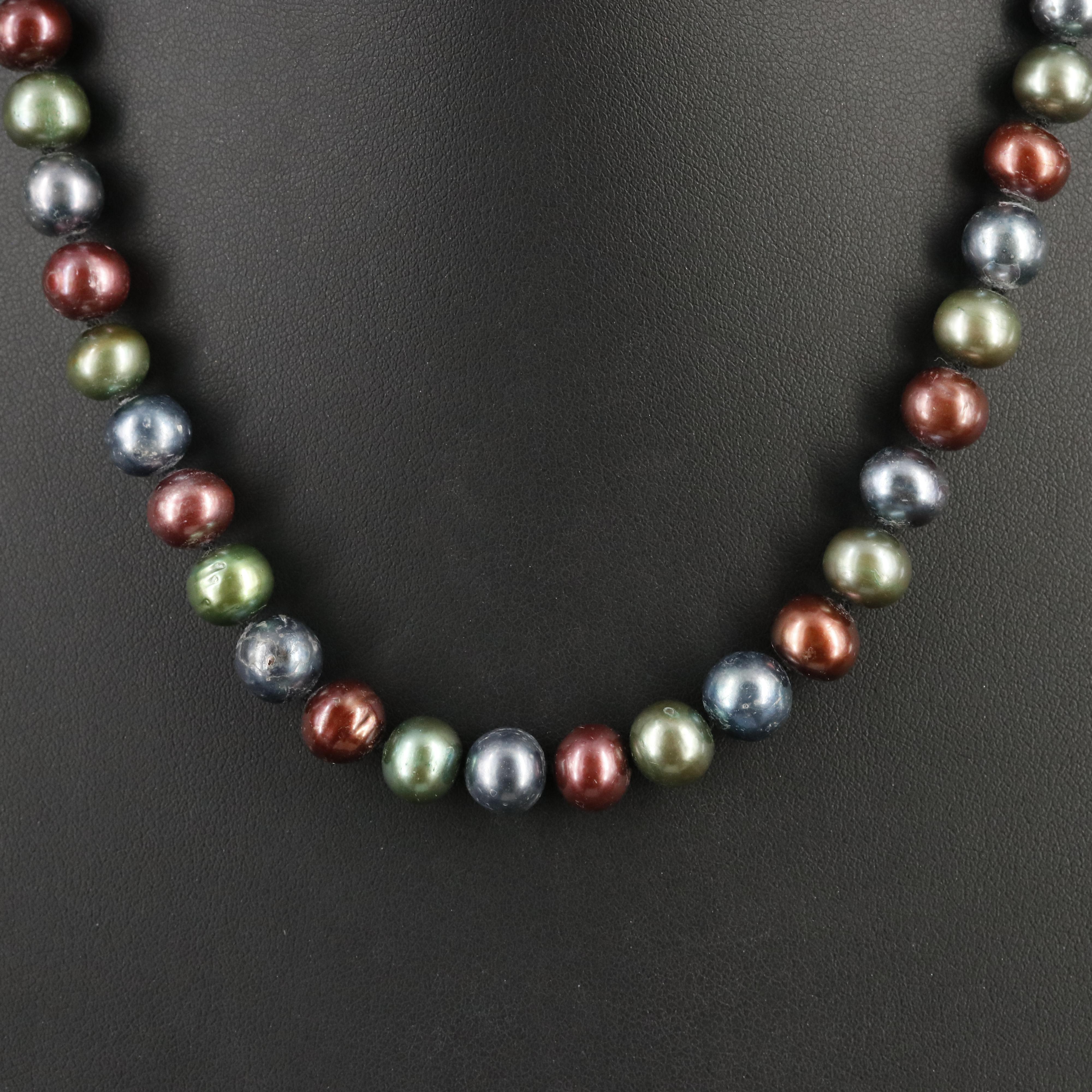 Multi-Colored Pearl Necklace with 14K Clasp