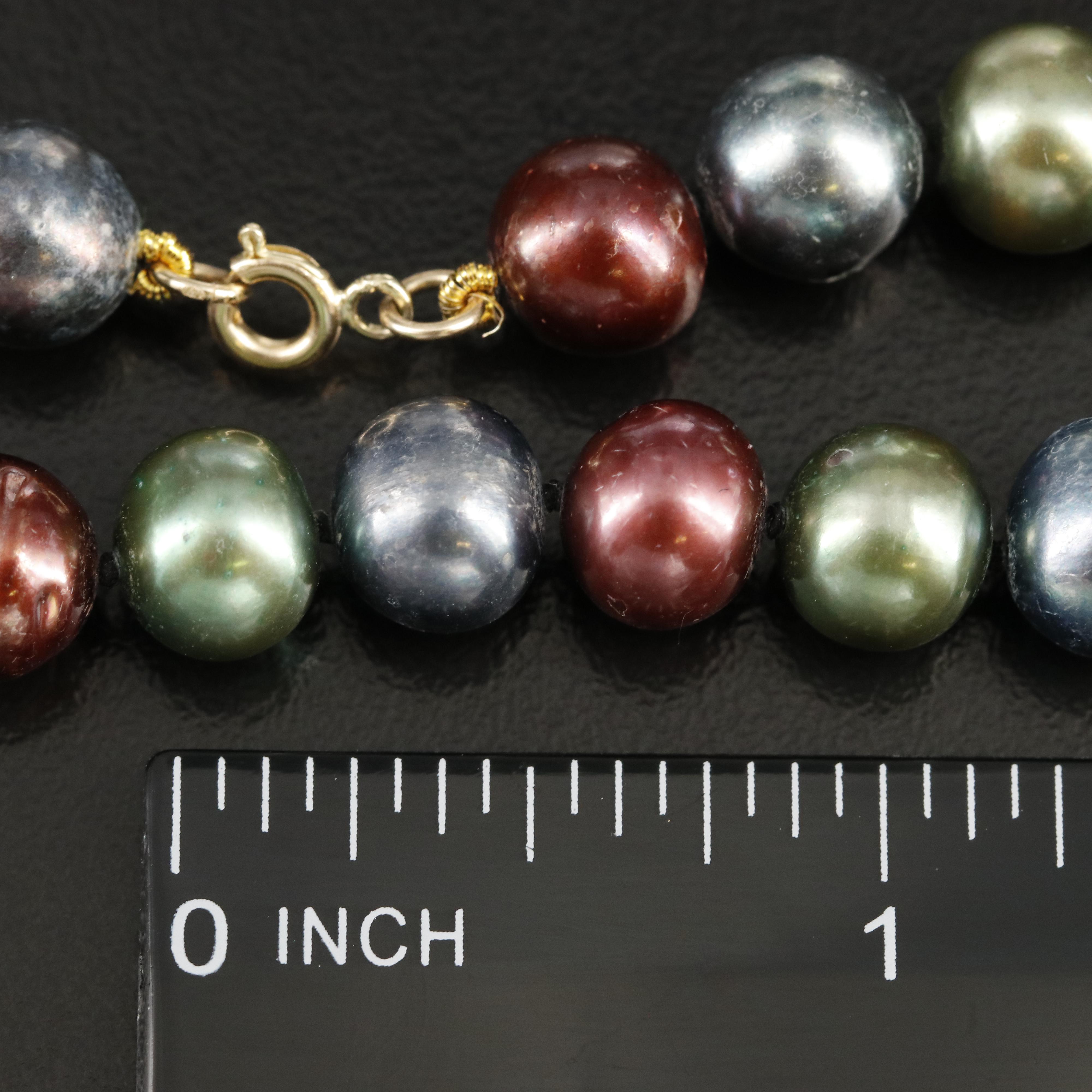 Multi-Colored Pearl Necklace with 14K Clasp