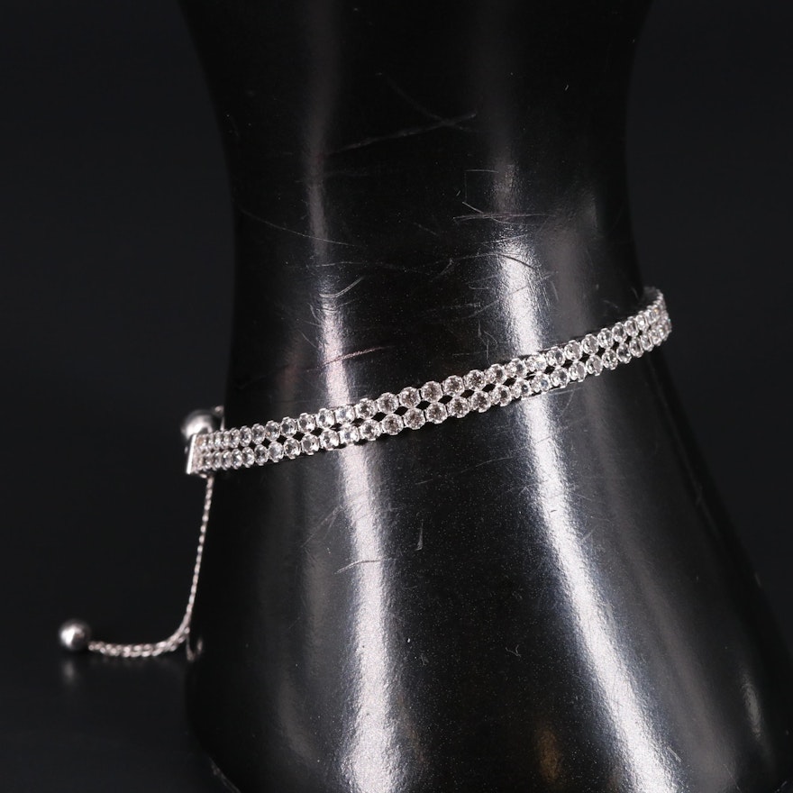 Sterling Silver Topaz Line Bracelet