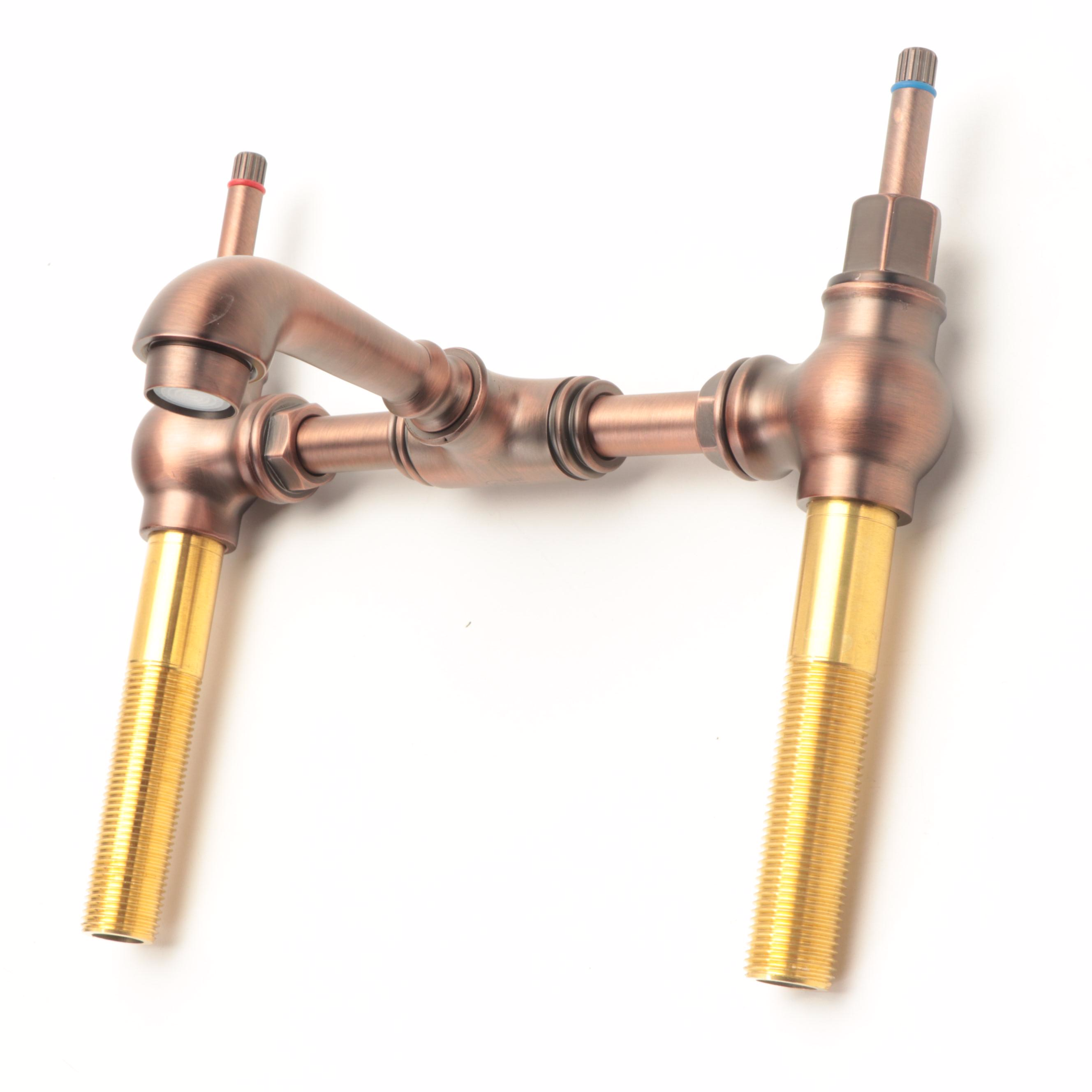 Oil Rubbed Bronze Finish Bridge Bathroom Faucet with Pop-Up Drain