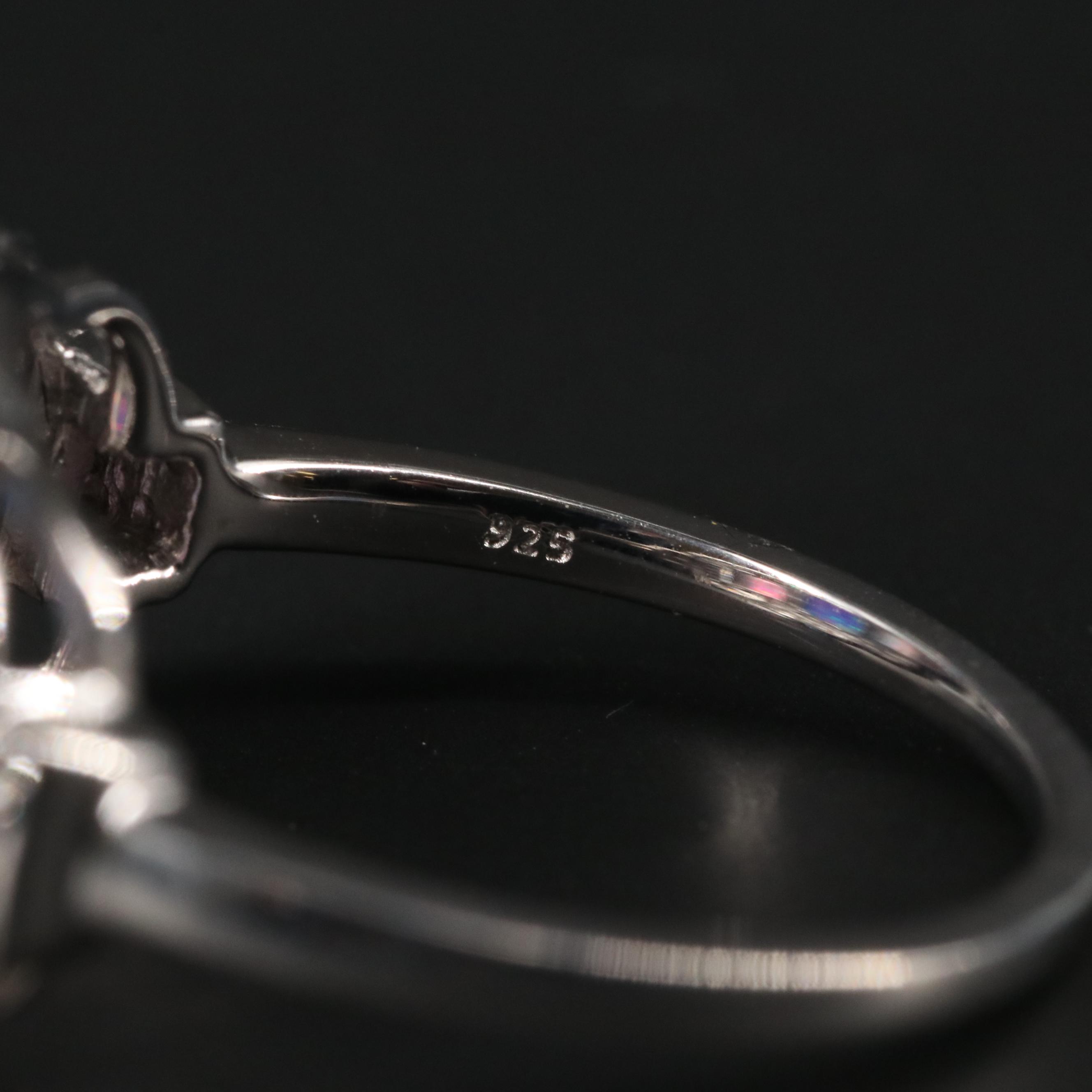 Sterling Silver Opal and Sapphire Ring