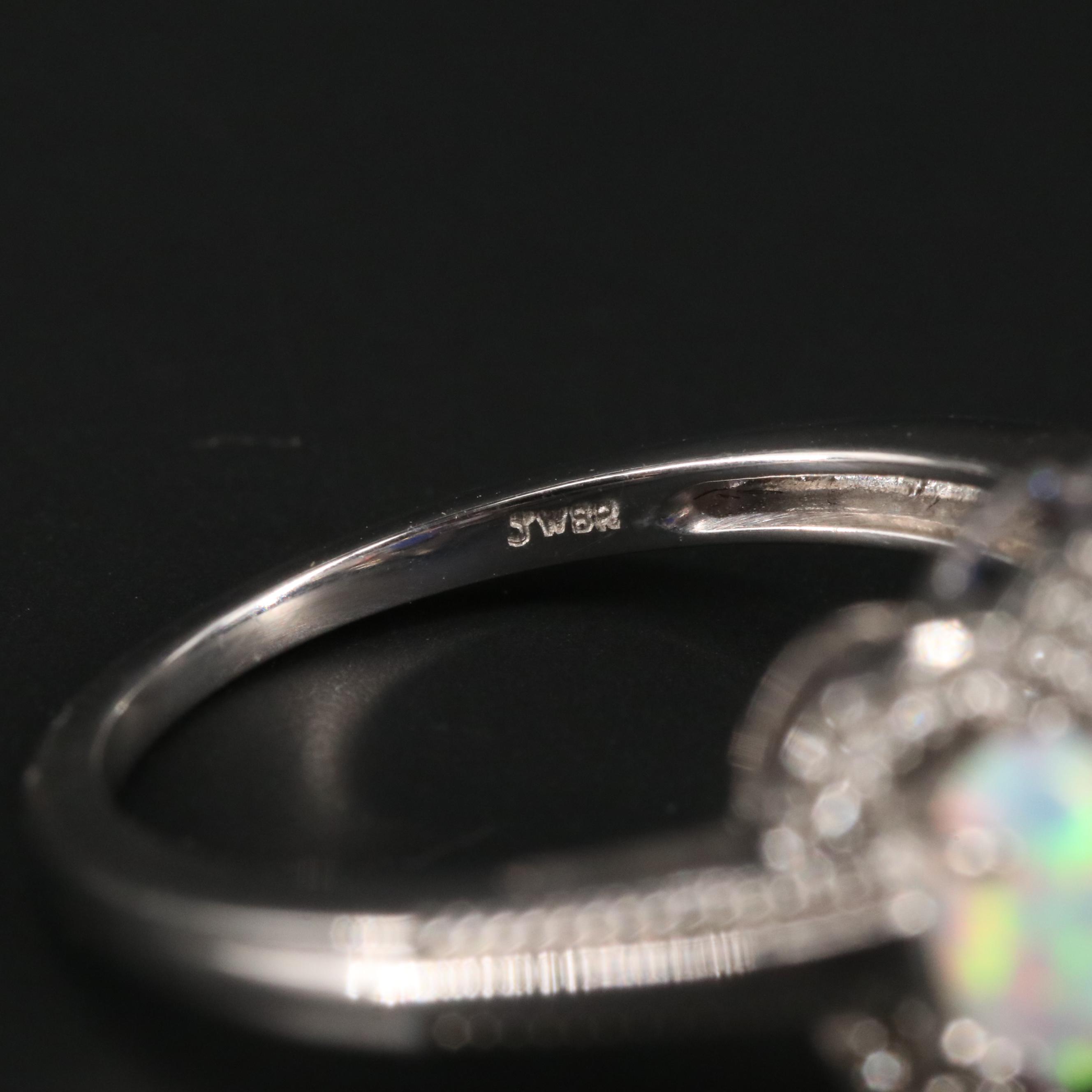 Sterling Silver Opal and Sapphire Ring