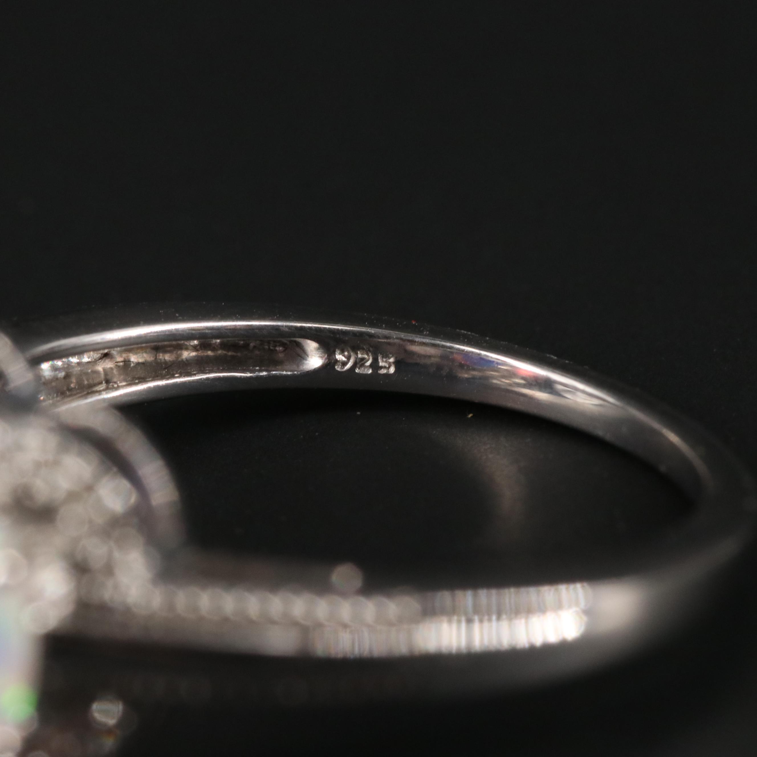 Sterling Silver Opal and Sapphire Ring