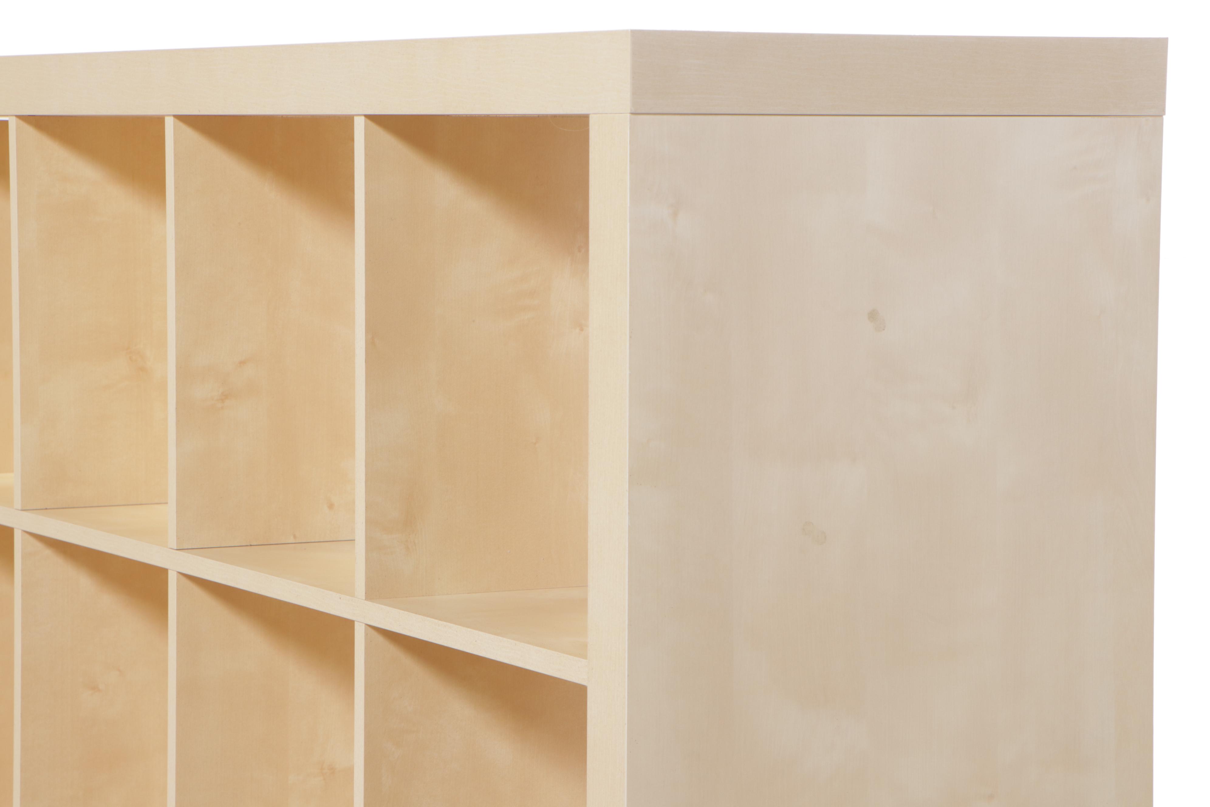 Modernist Style Birch-Grained Laminate Sixteen-Cube Shelving Unit