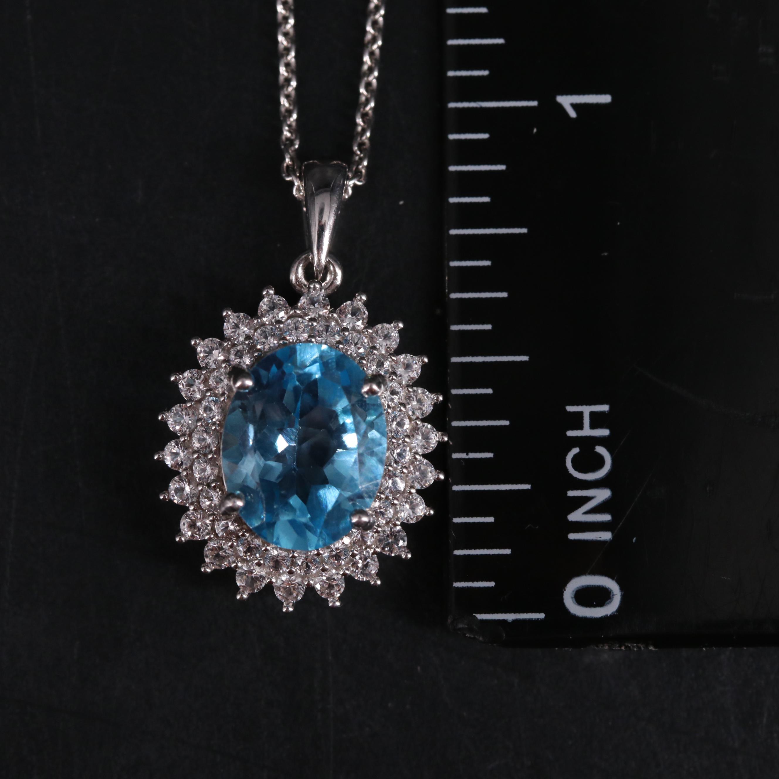 Sterling Silver Topaz and Sapphire Necklace