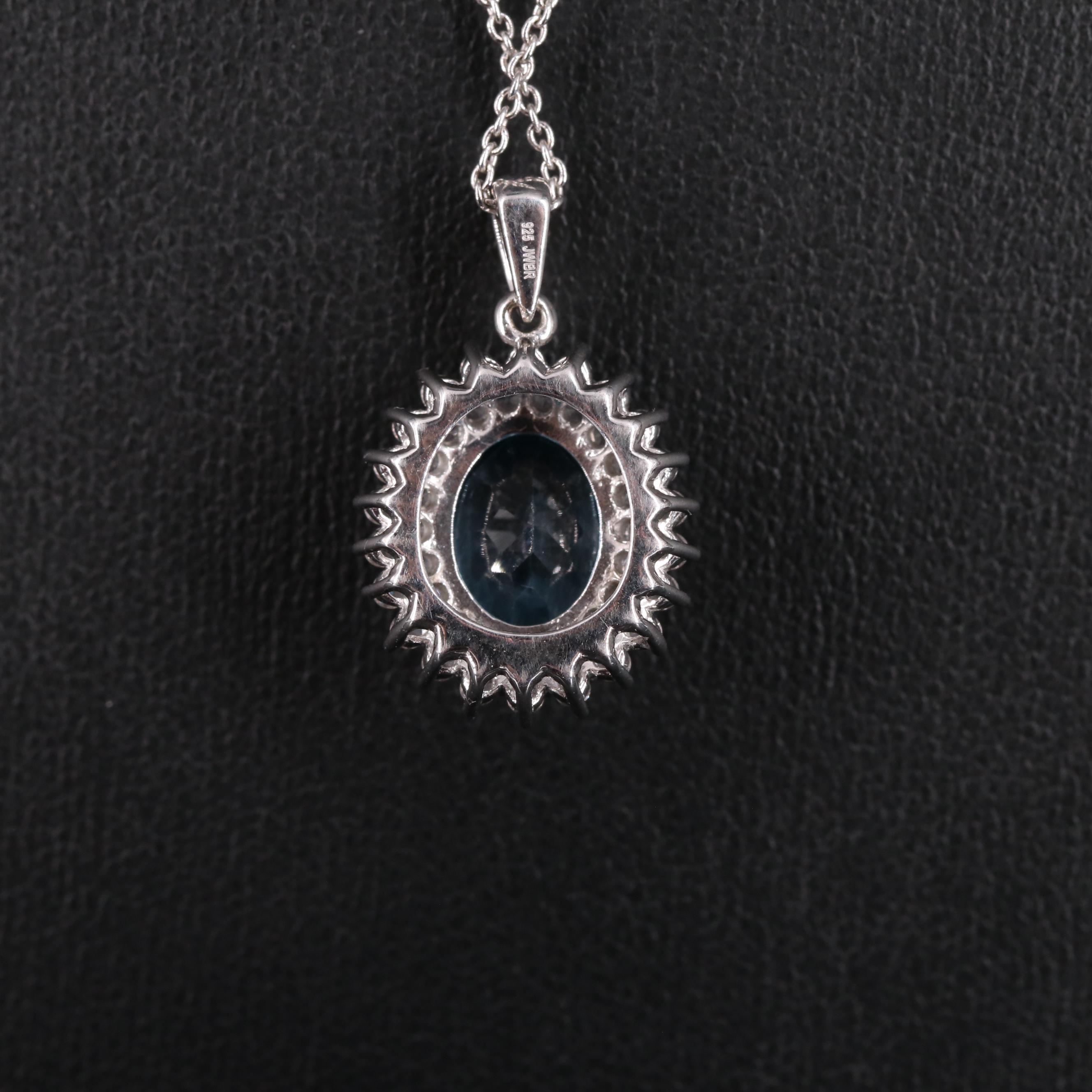 Sterling Silver Topaz and Sapphire Necklace