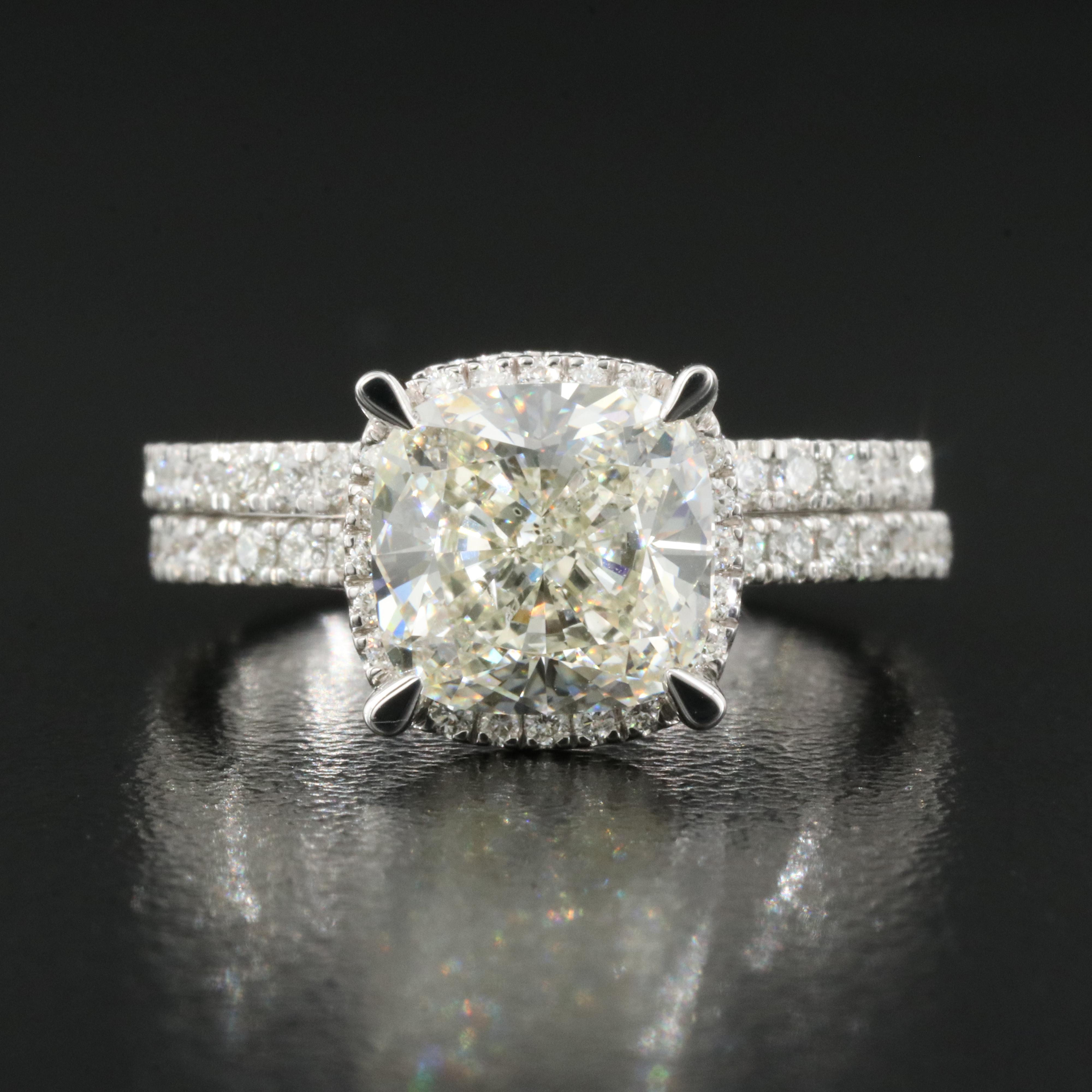 14K 4.01 CTW Lab Grown Diamond Halo Ring Set with Online IGI Report