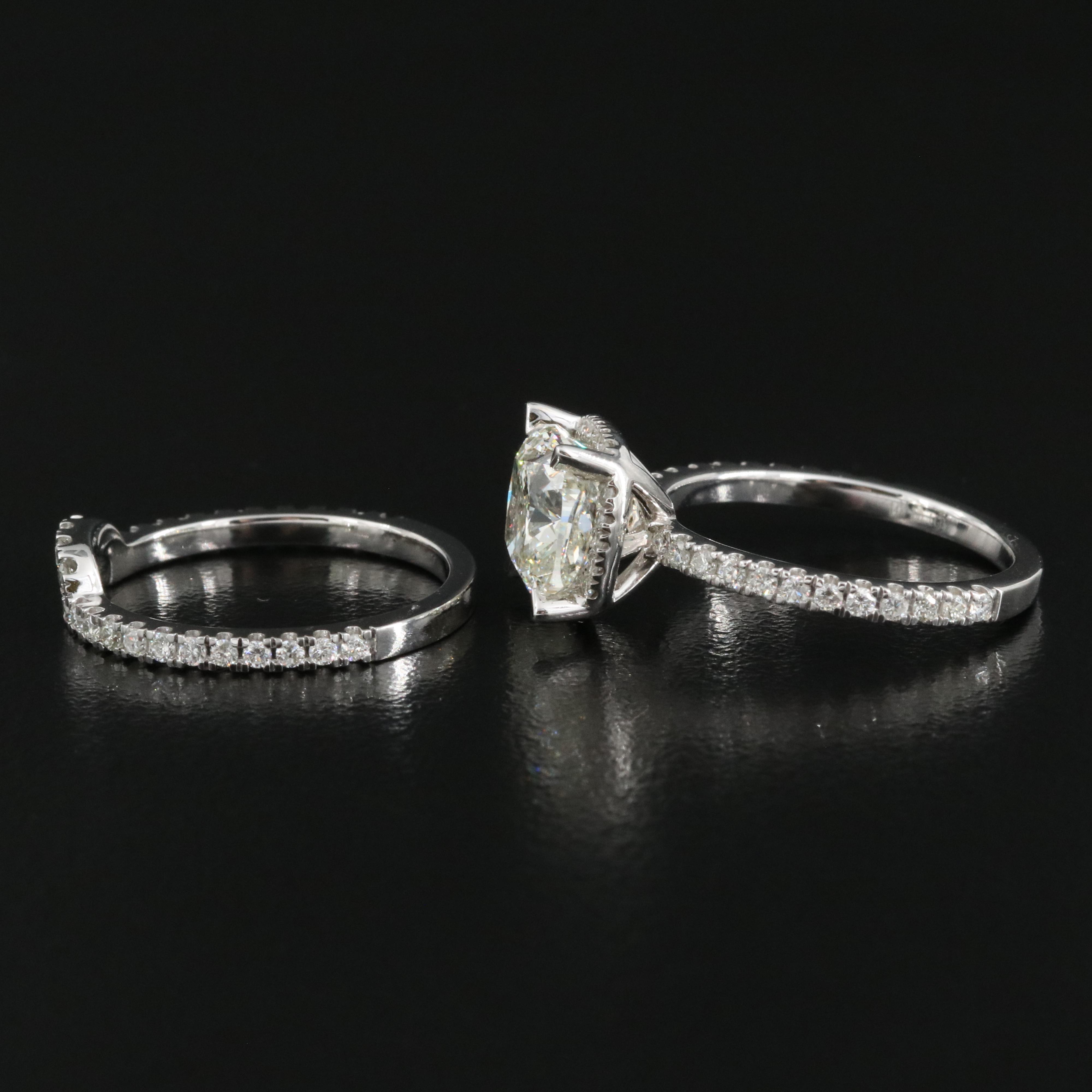 14K 4.01 CTW Lab Grown Diamond Halo Ring Set with Online IGI Report