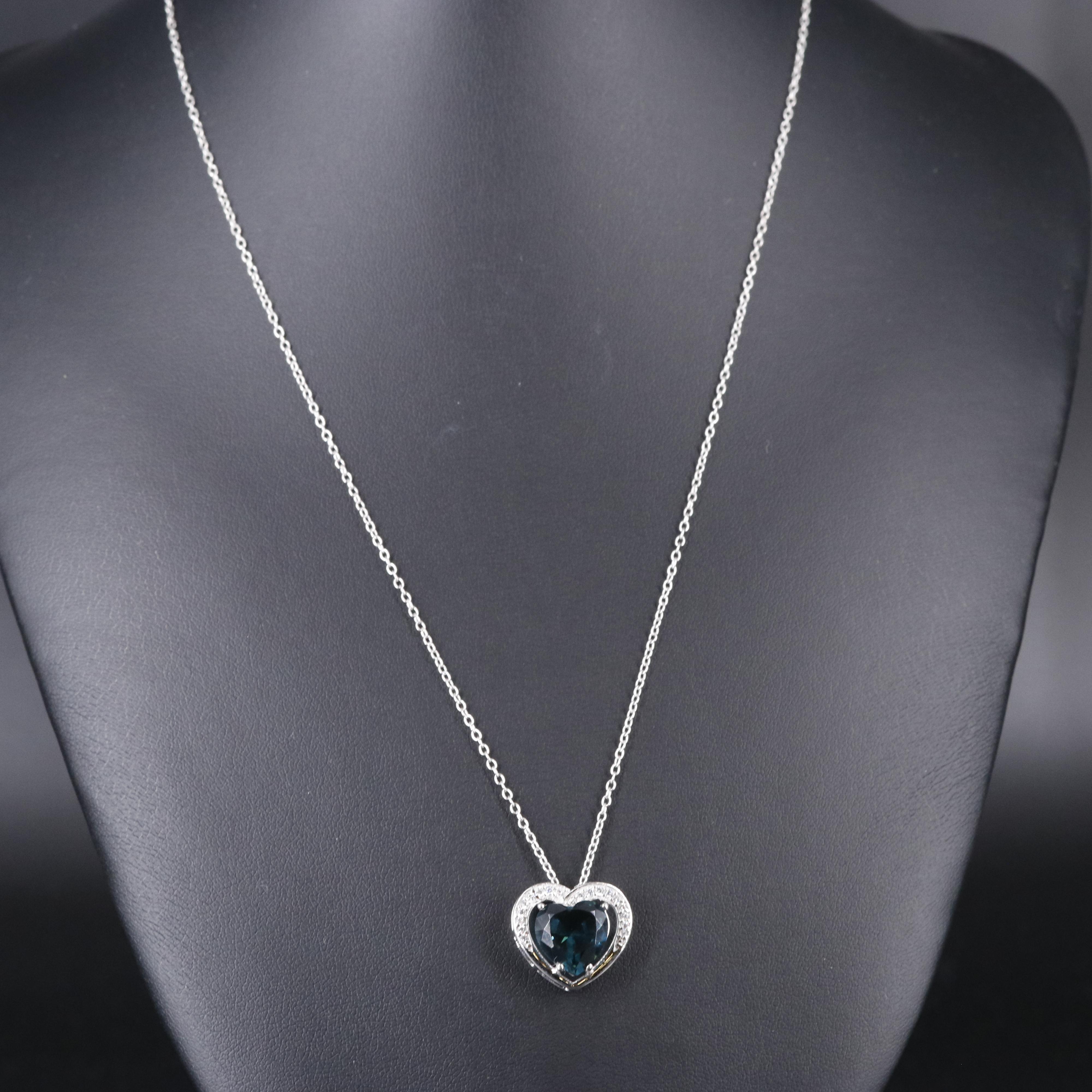 Sterling Silver Topaz and Cubic Zirconia Pendant Necklace