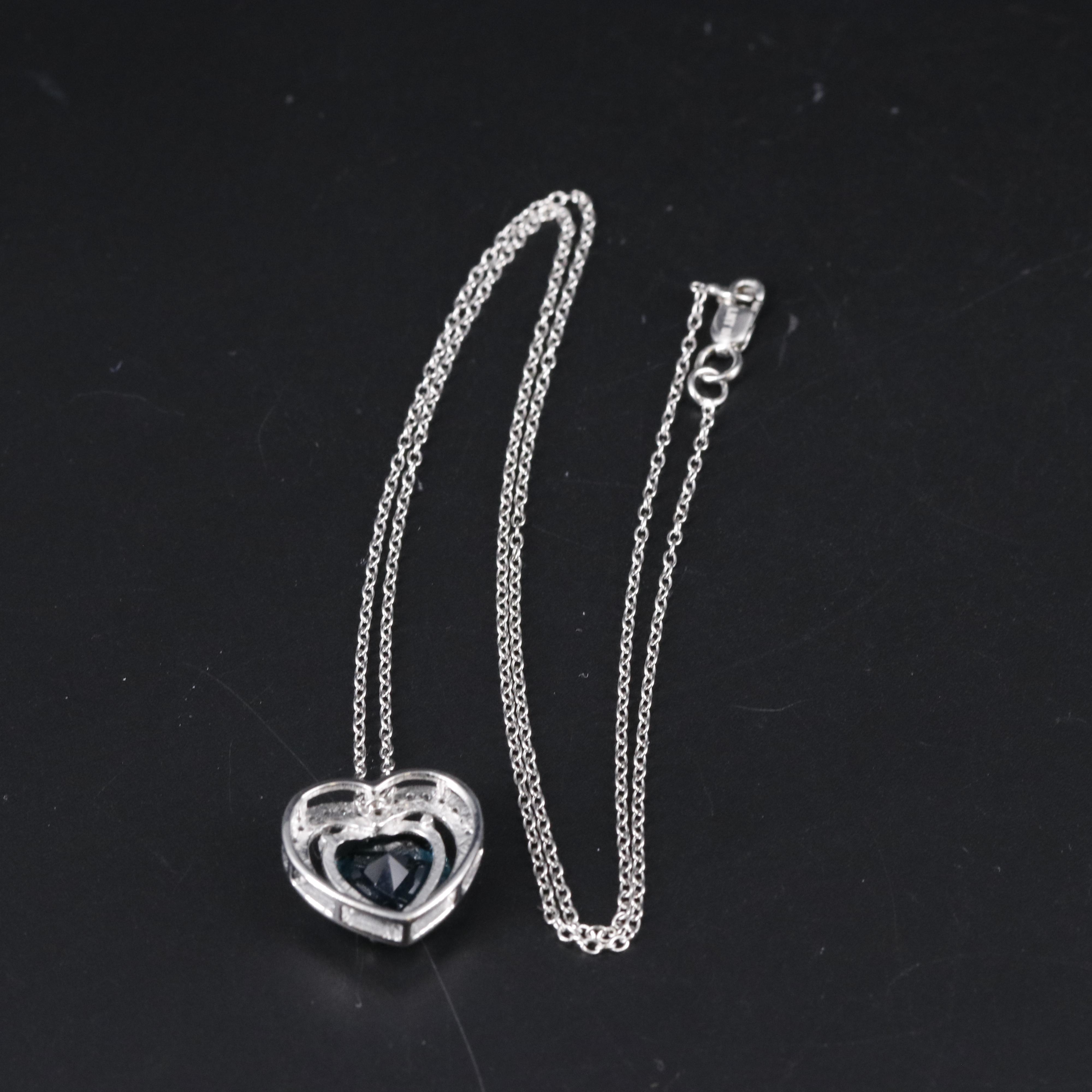 Sterling Silver Topaz and Cubic Zirconia Pendant Necklace