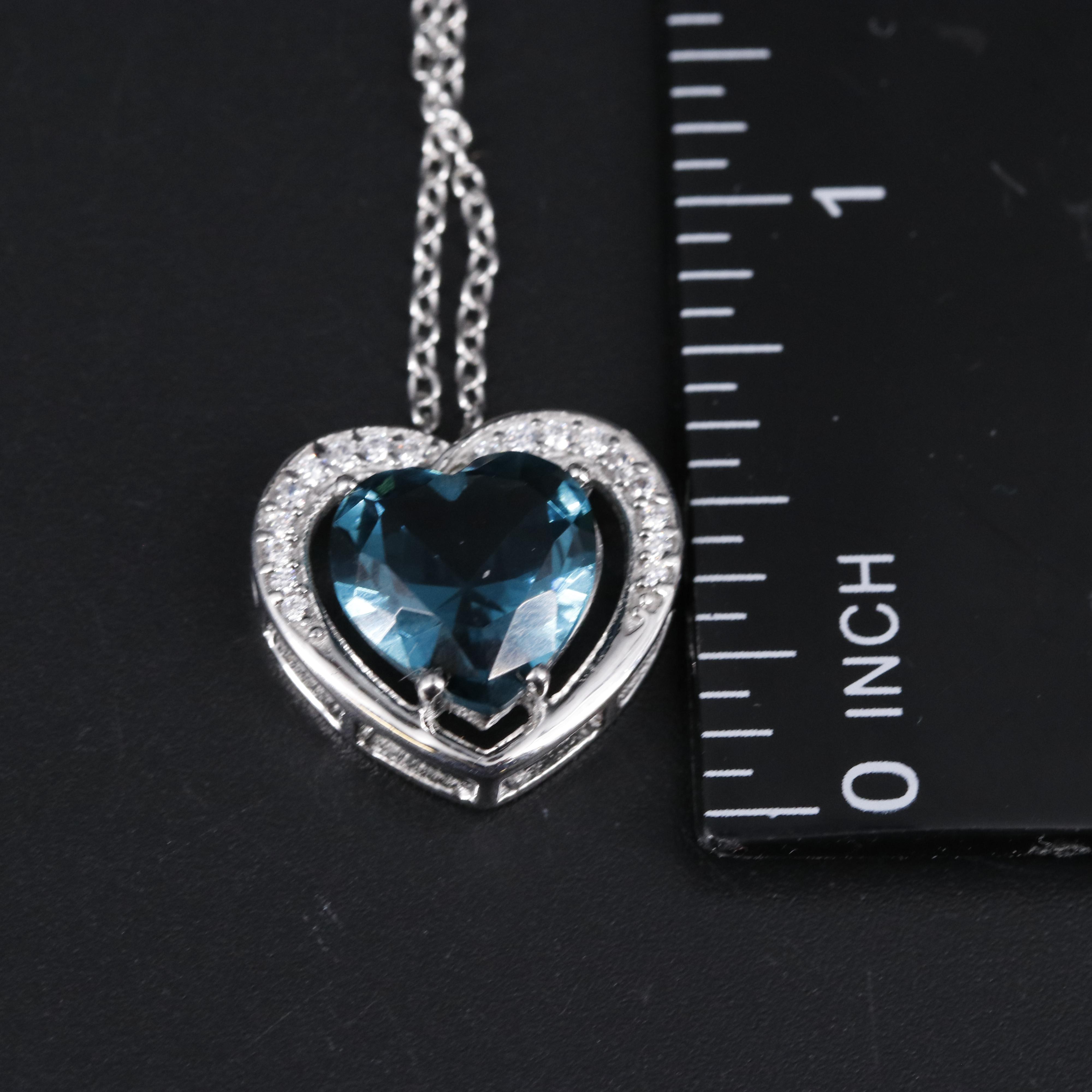 Sterling Silver Topaz and Cubic Zirconia Pendant Necklace