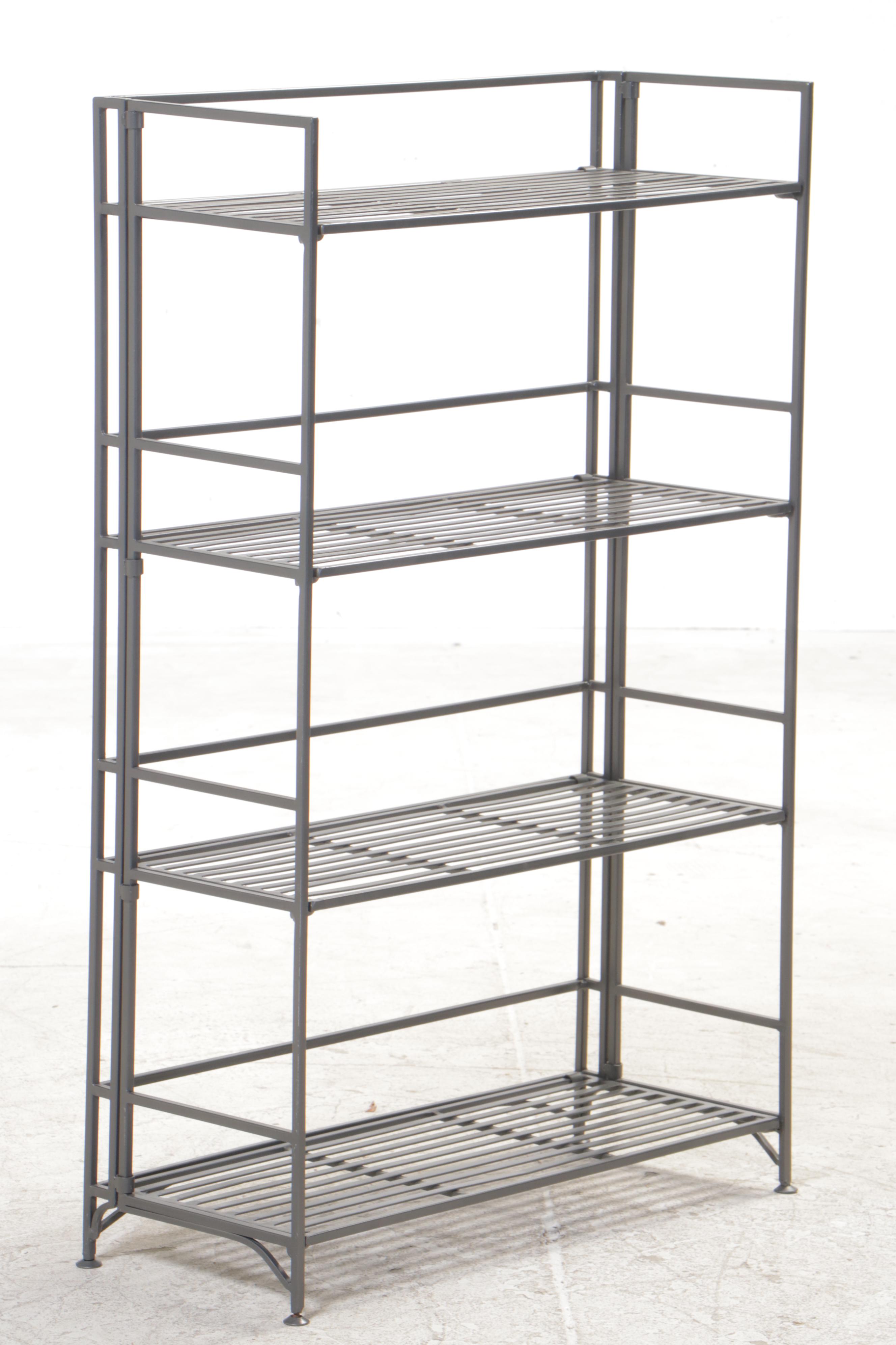 Two Metal Four-Tier Folding Shelving Units