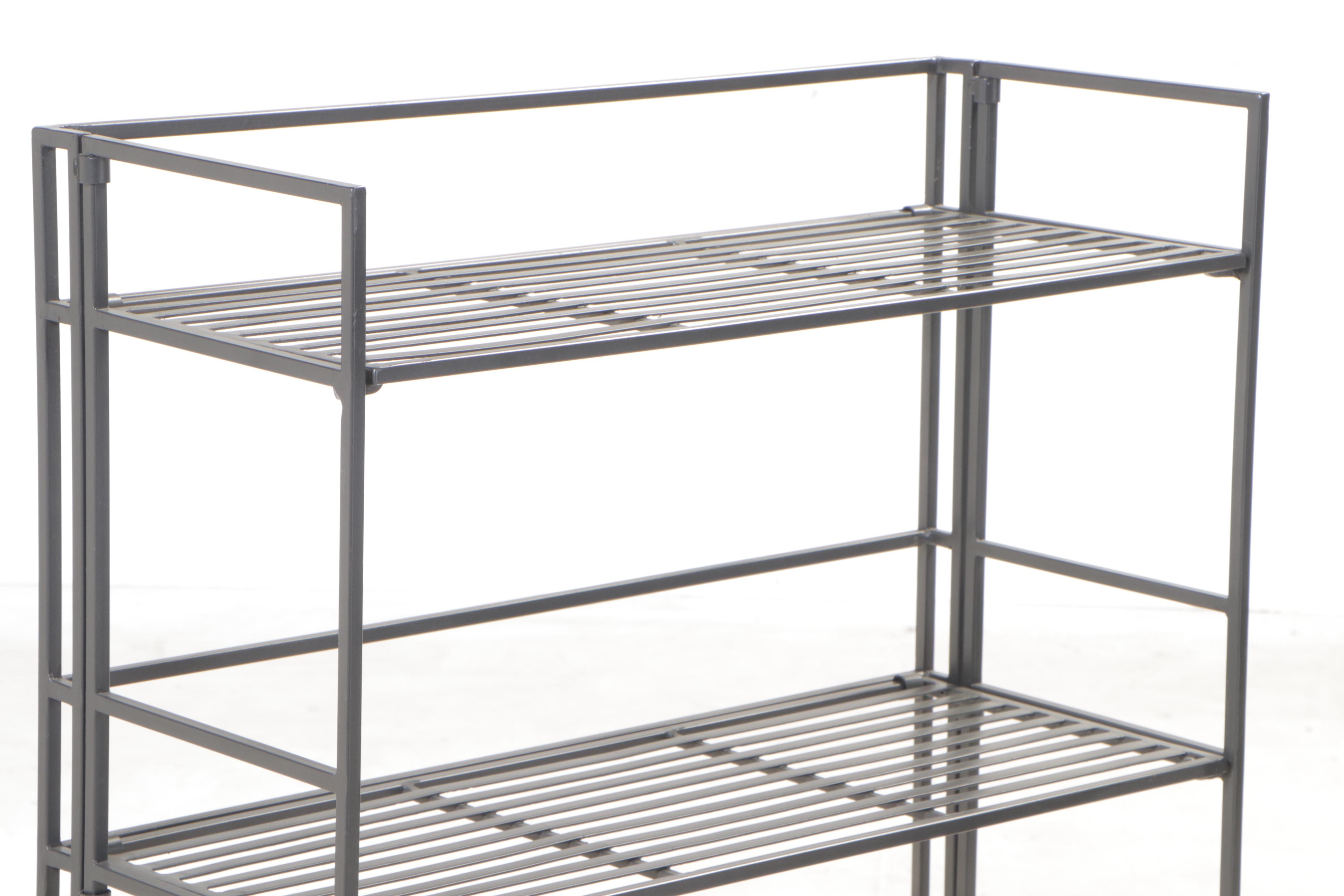 Two Metal Four-Tier Folding Shelving Units