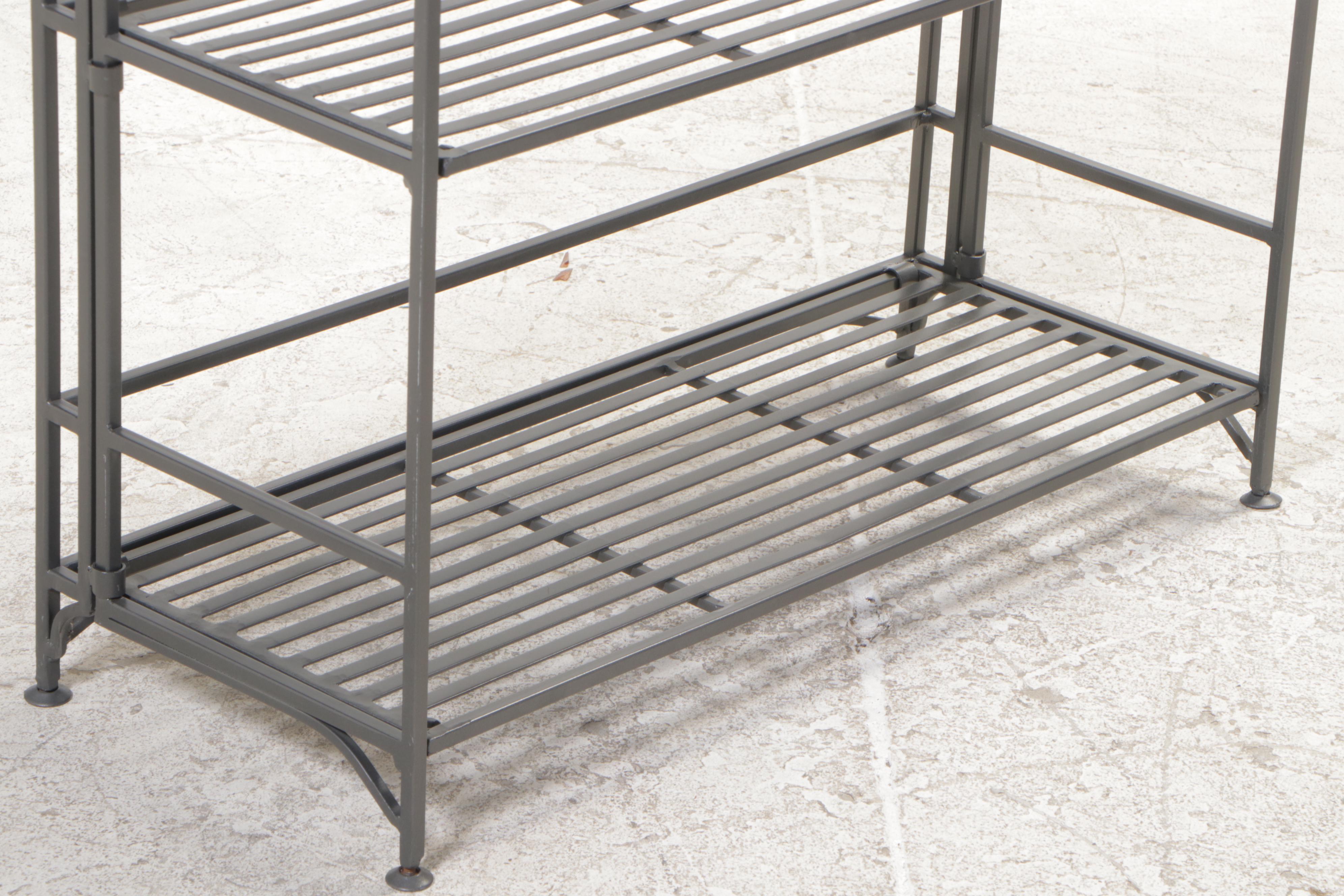 Two Metal Four-Tier Folding Shelving Units