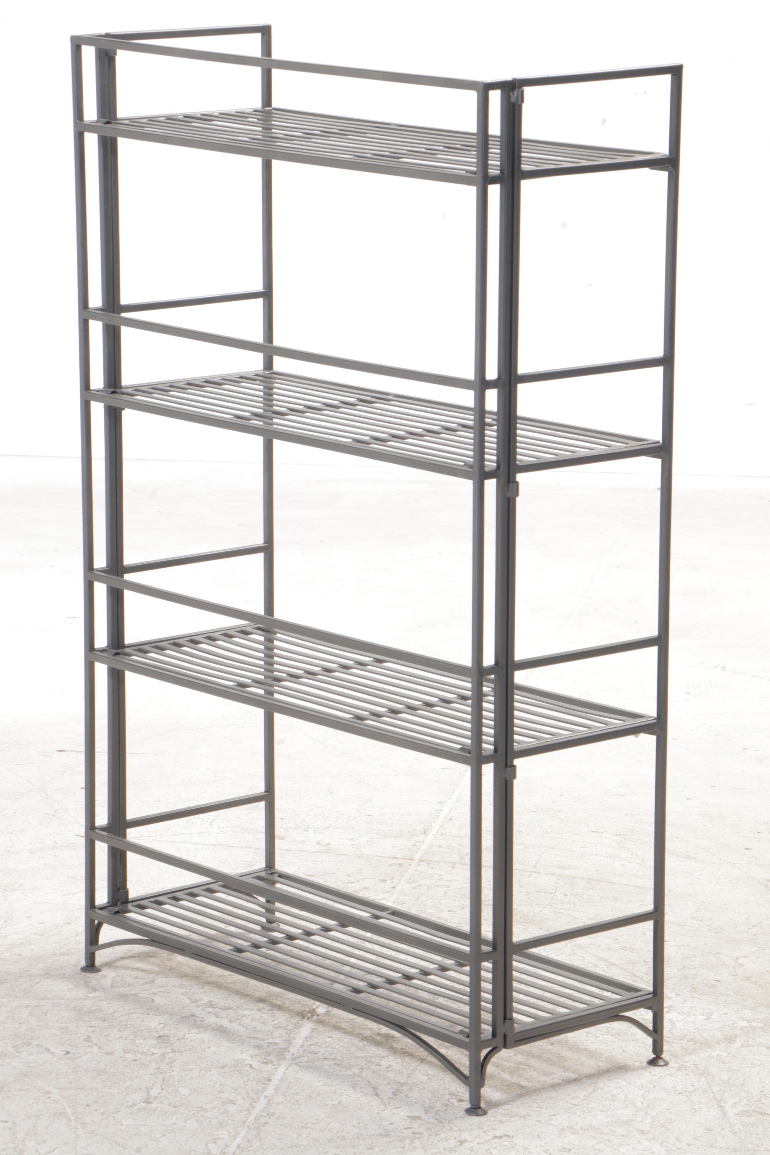 Two Metal Four-Tier Folding Shelving Units