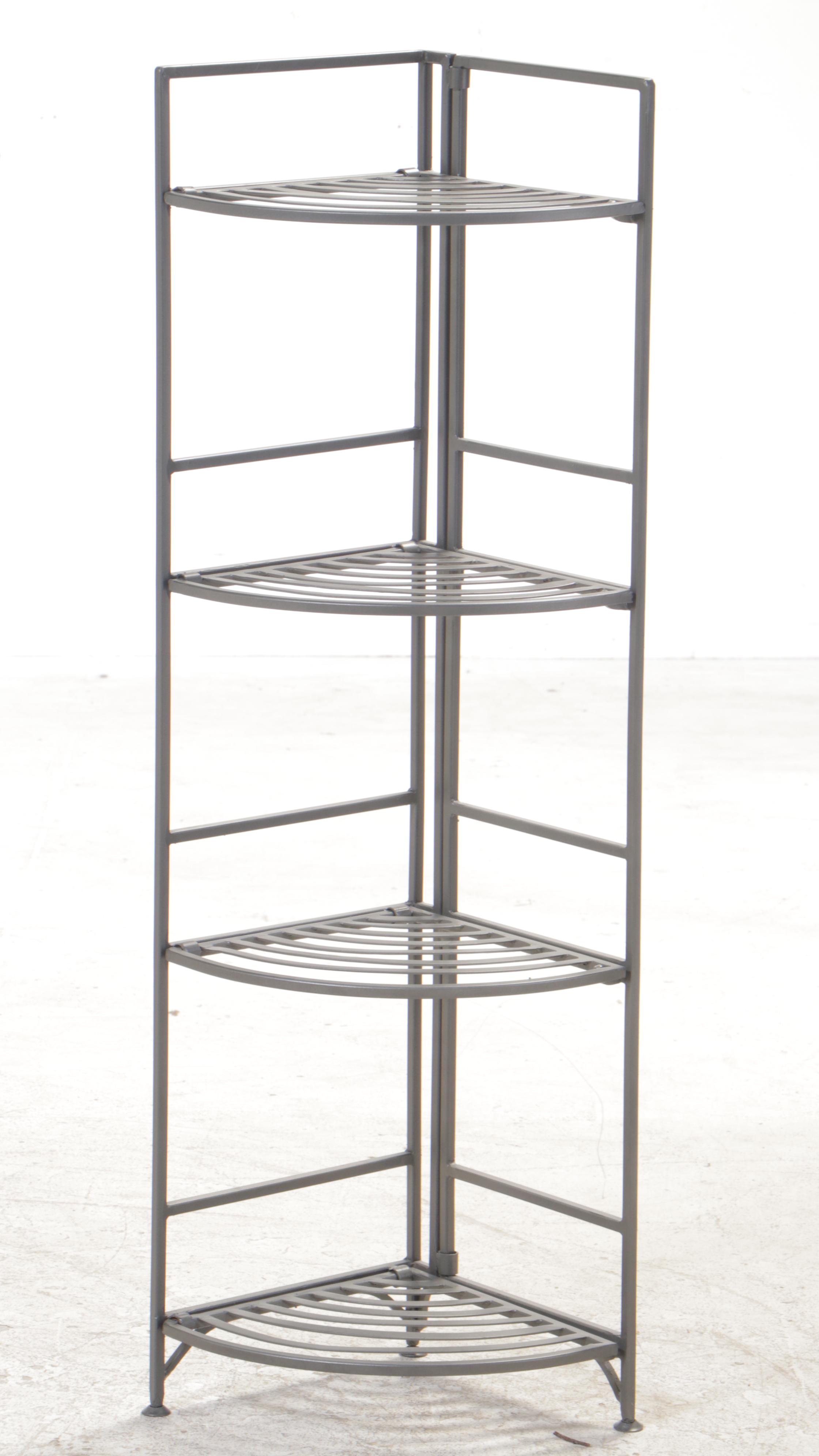 Two Metal Four-Tier Folding Shelving Units