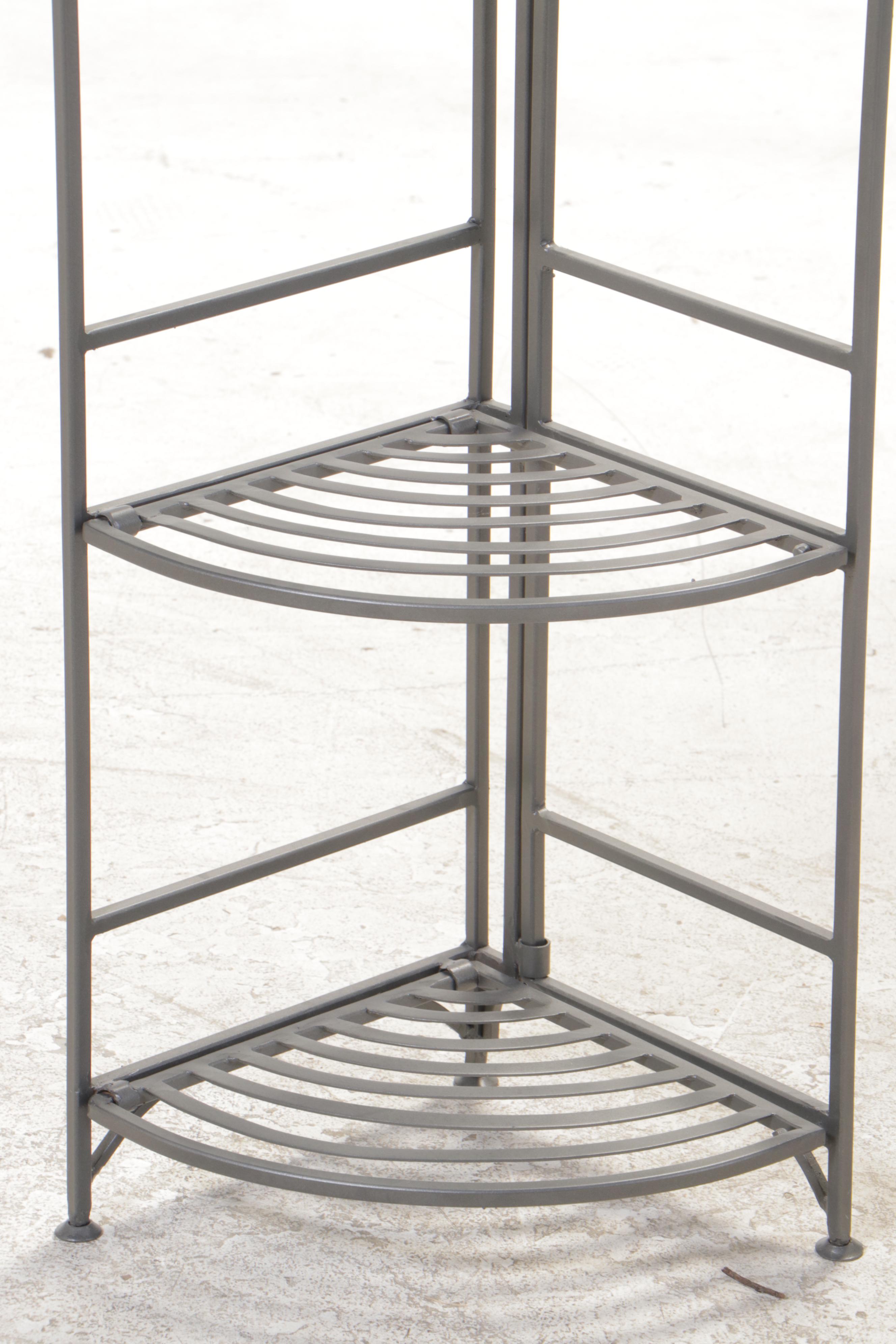Two Metal Four-Tier Folding Shelving Units