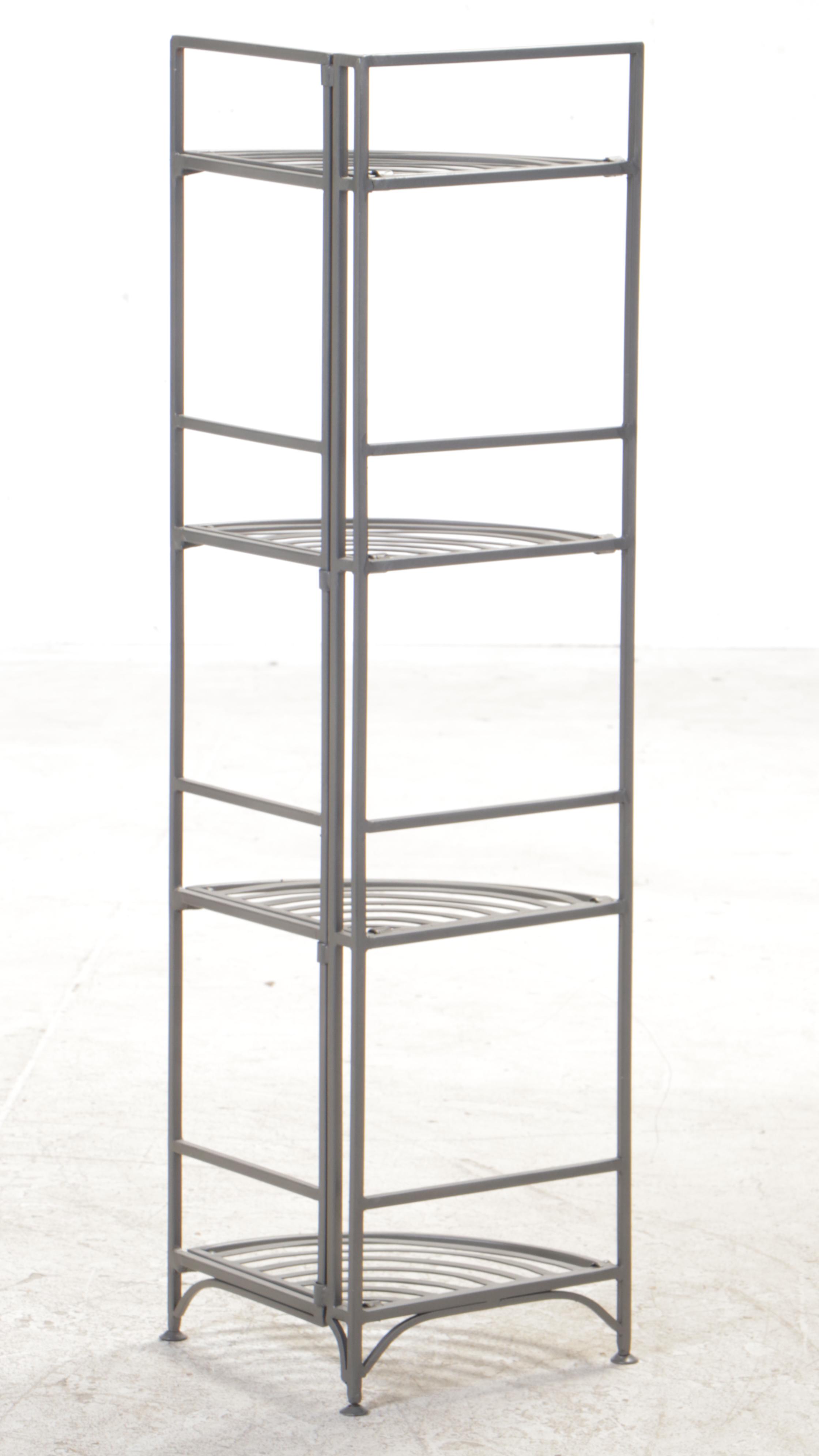 Two Metal Four-Tier Folding Shelving Units