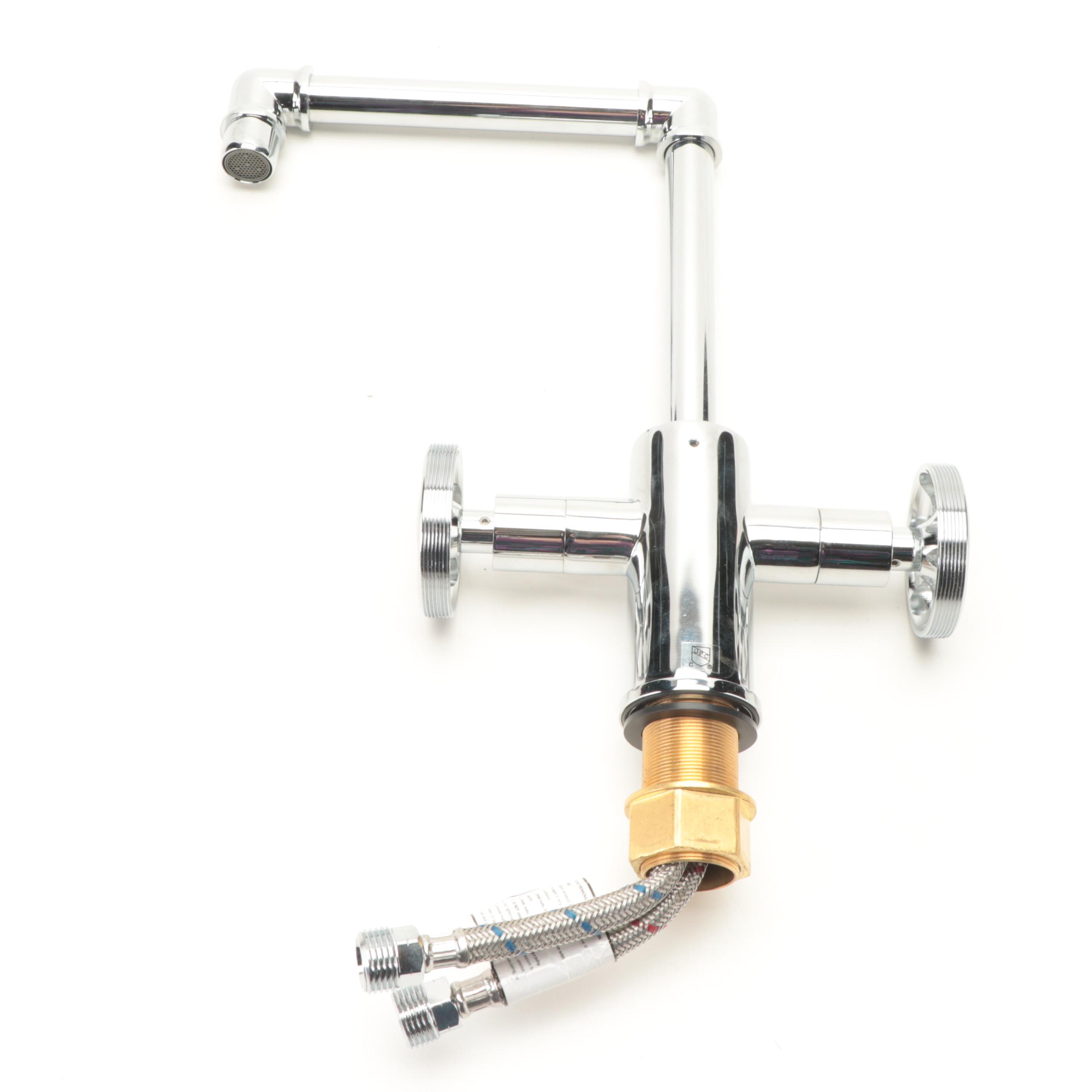 Industrial Style Chrome Finish Single-Hole Bathroom Faucet with Pop-Up Drain