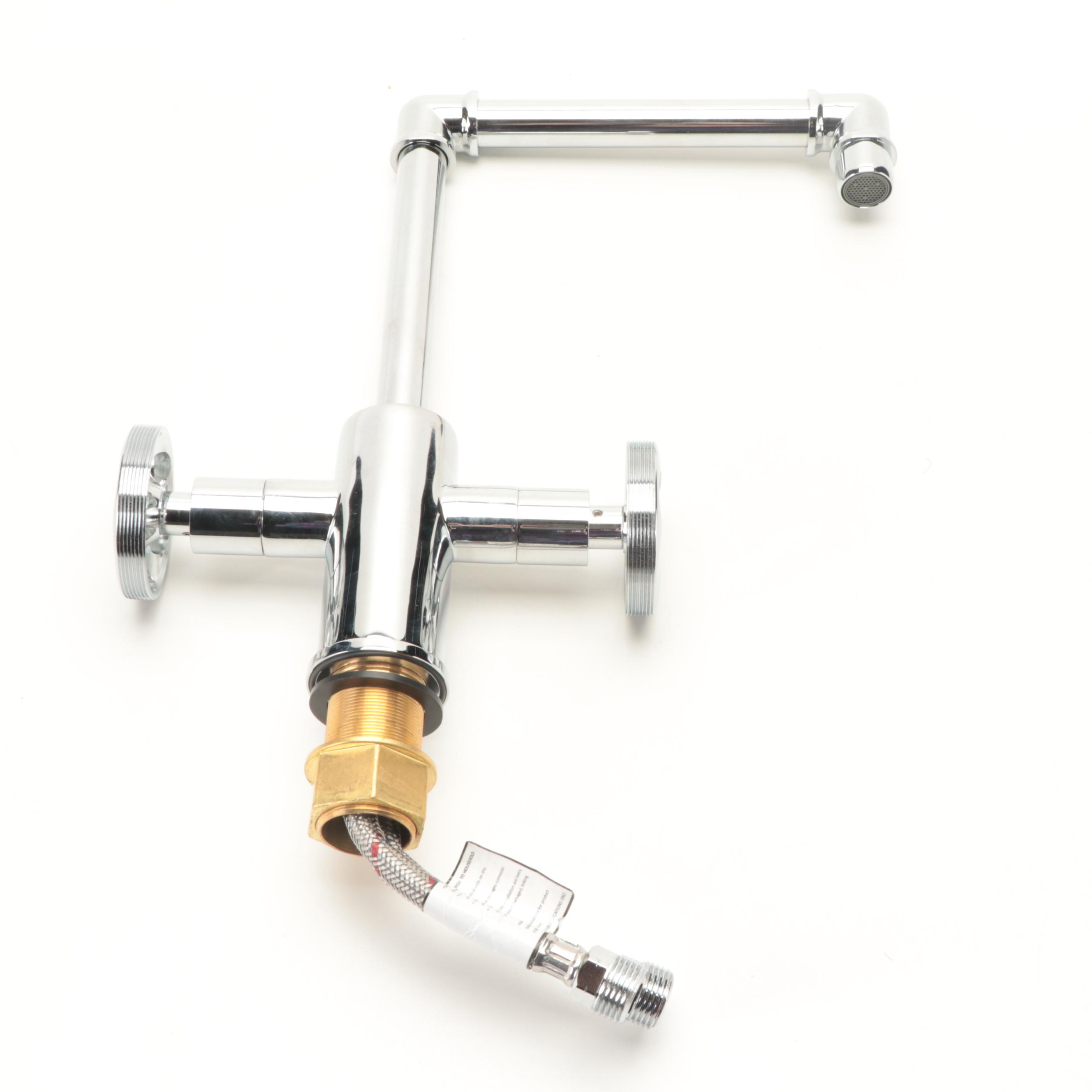 Industrial Style Chrome Finish Single-Hole Bathroom Faucet with Pop-Up Drain