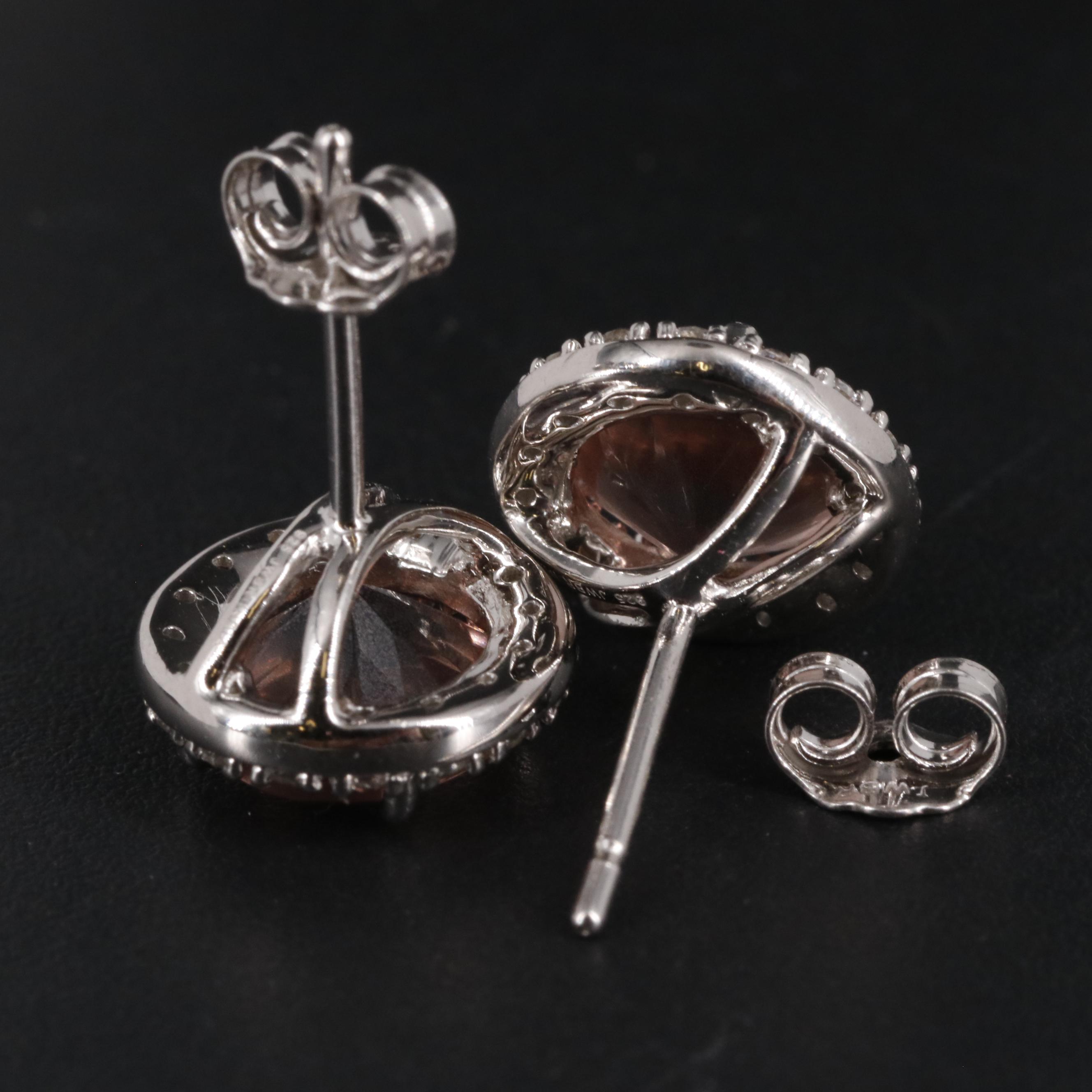 Sterling Labradorite and Sapphire Halo Stud Earrings