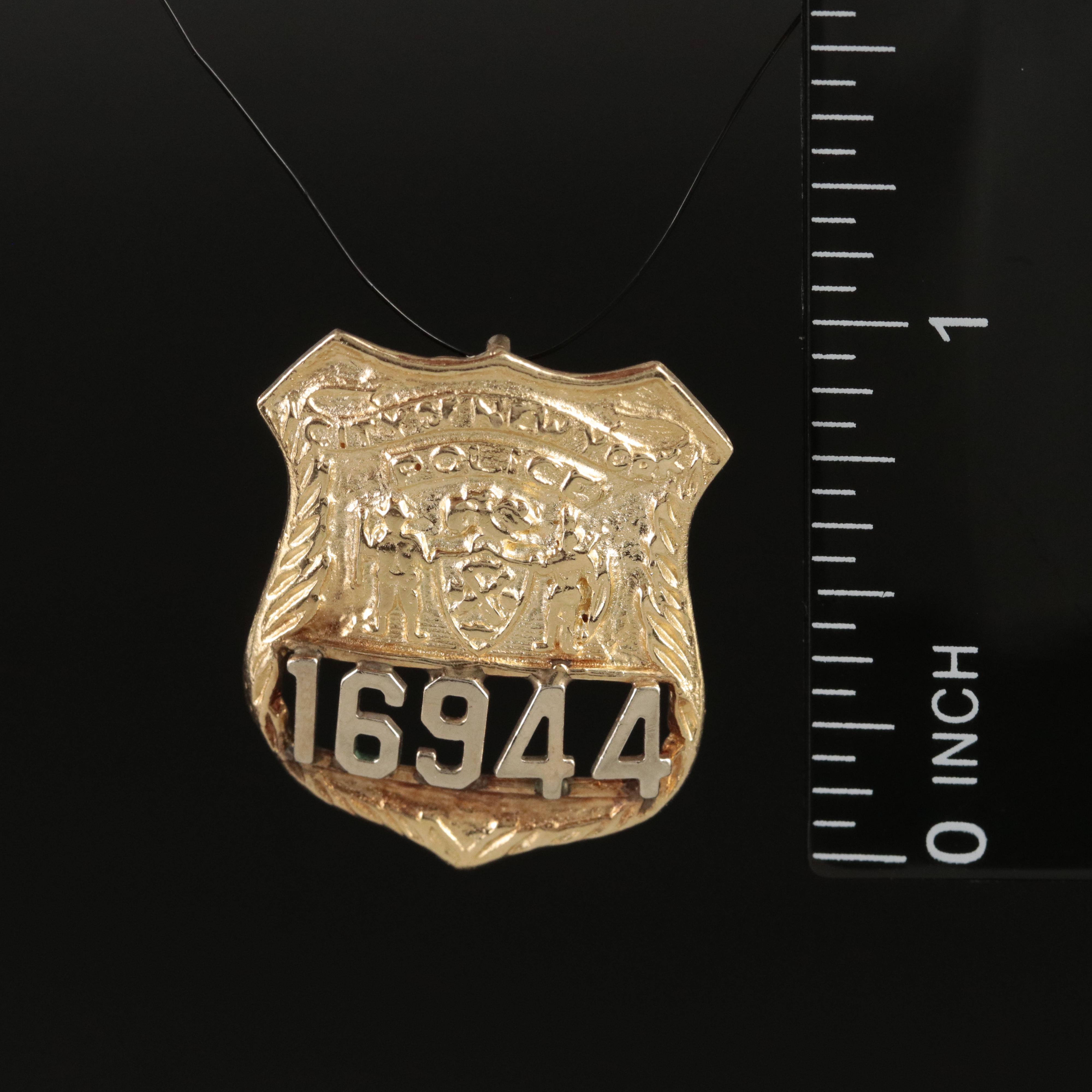 14K NYPD Replica Badge Pendant