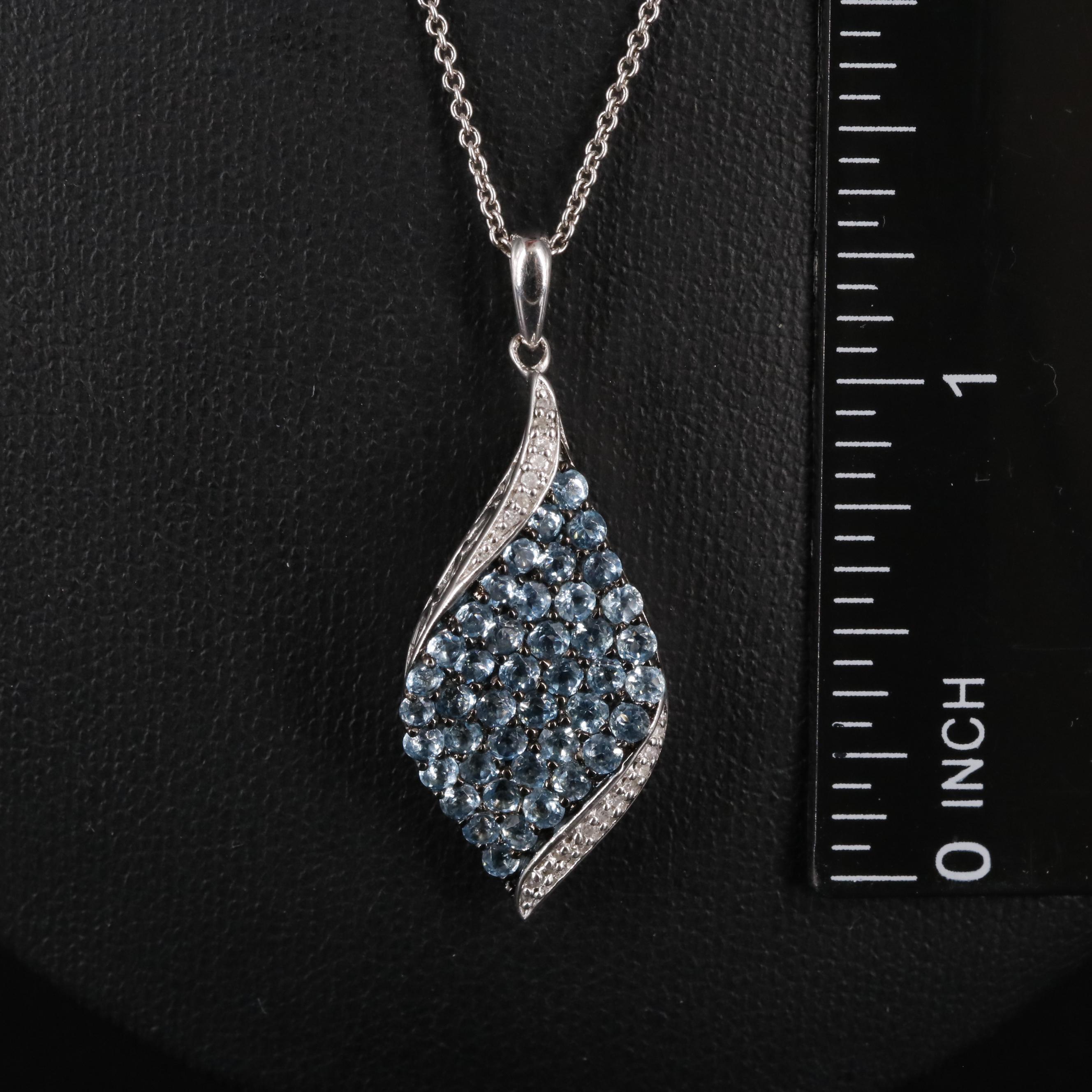 Sterling Topaz and Diamond Pendant Necklace