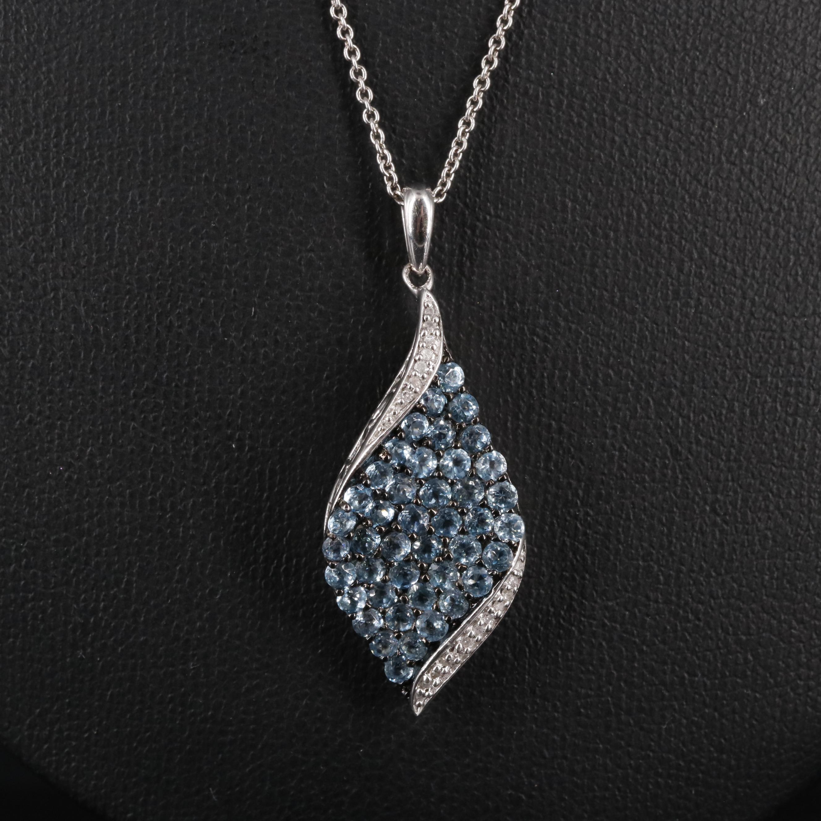 Sterling Topaz and Diamond Pendant Necklace