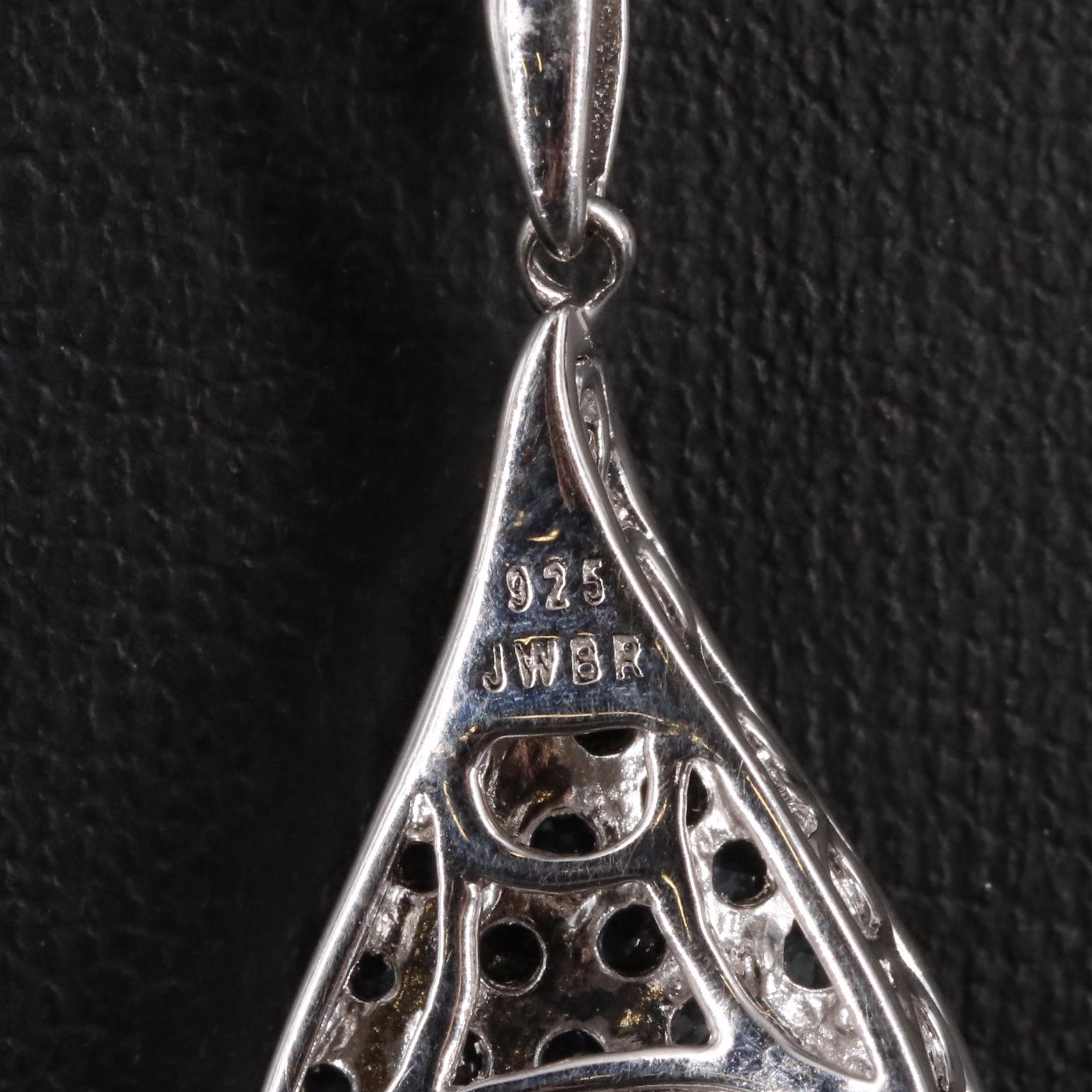 Sterling Topaz and Diamond Pendant Necklace